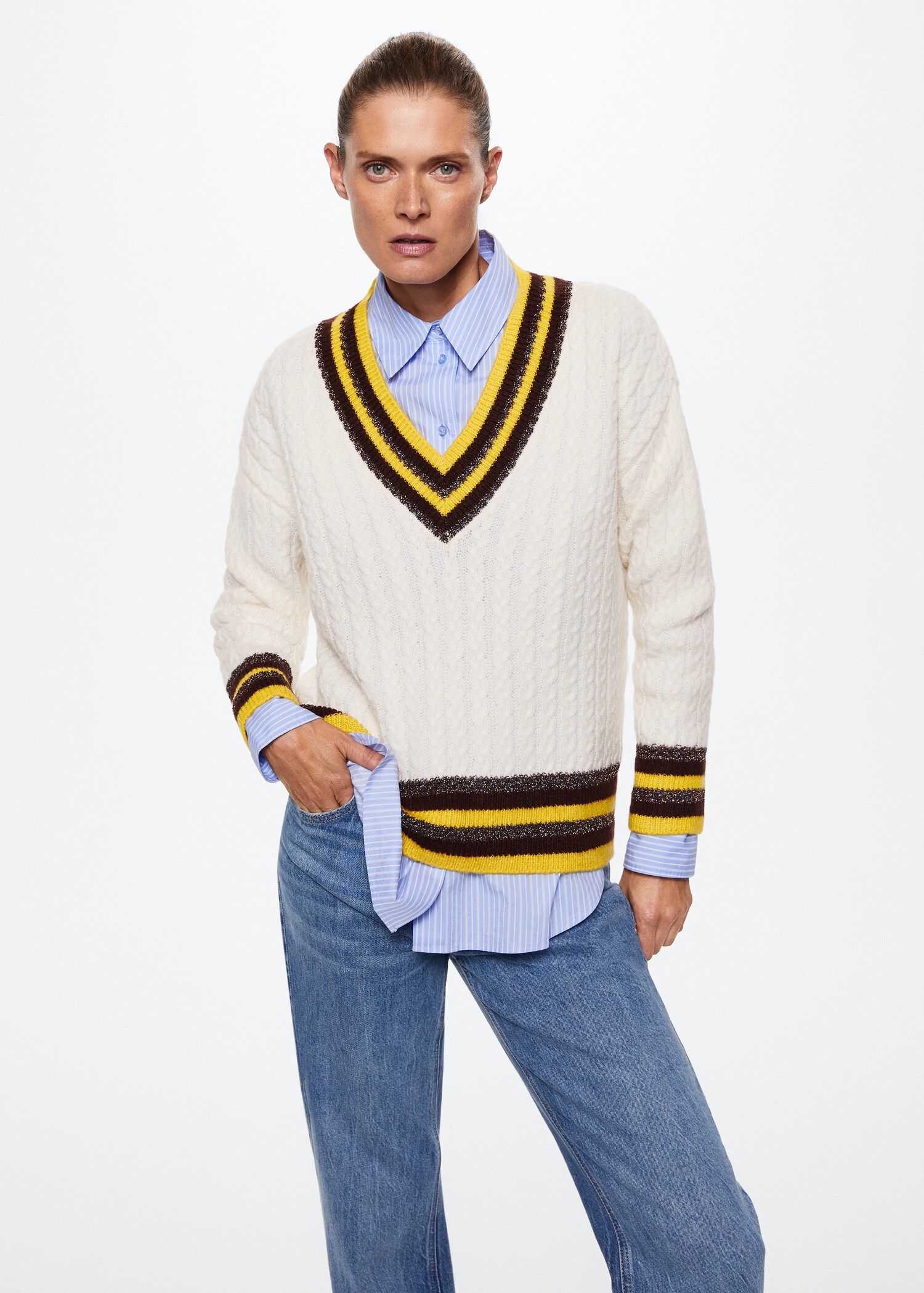 Pull-over Lurex col V - Plan moyen