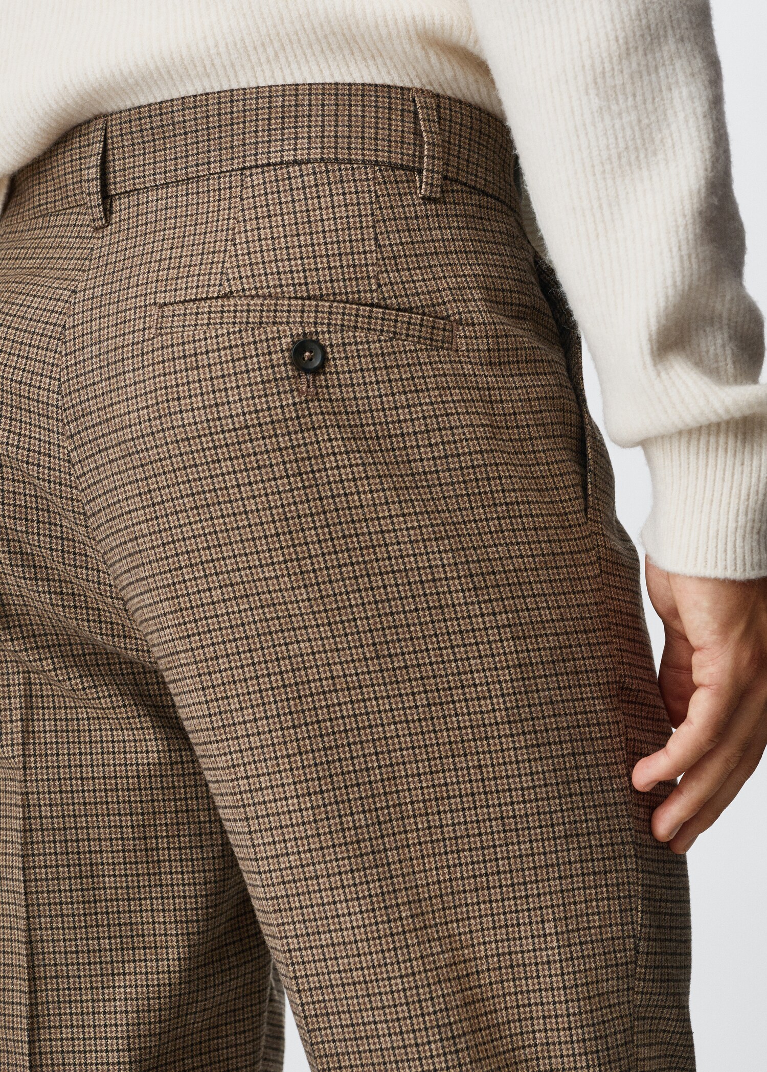 Regular fit structure cotton trousers - Details of the article 1