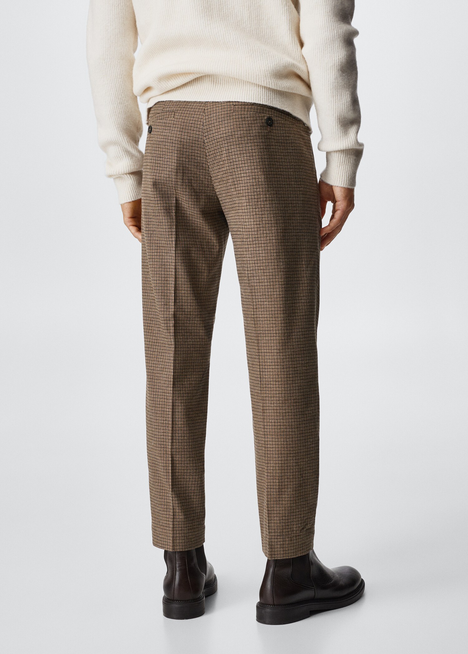 Regular fit structure cotton trousers - Reverse of the article
