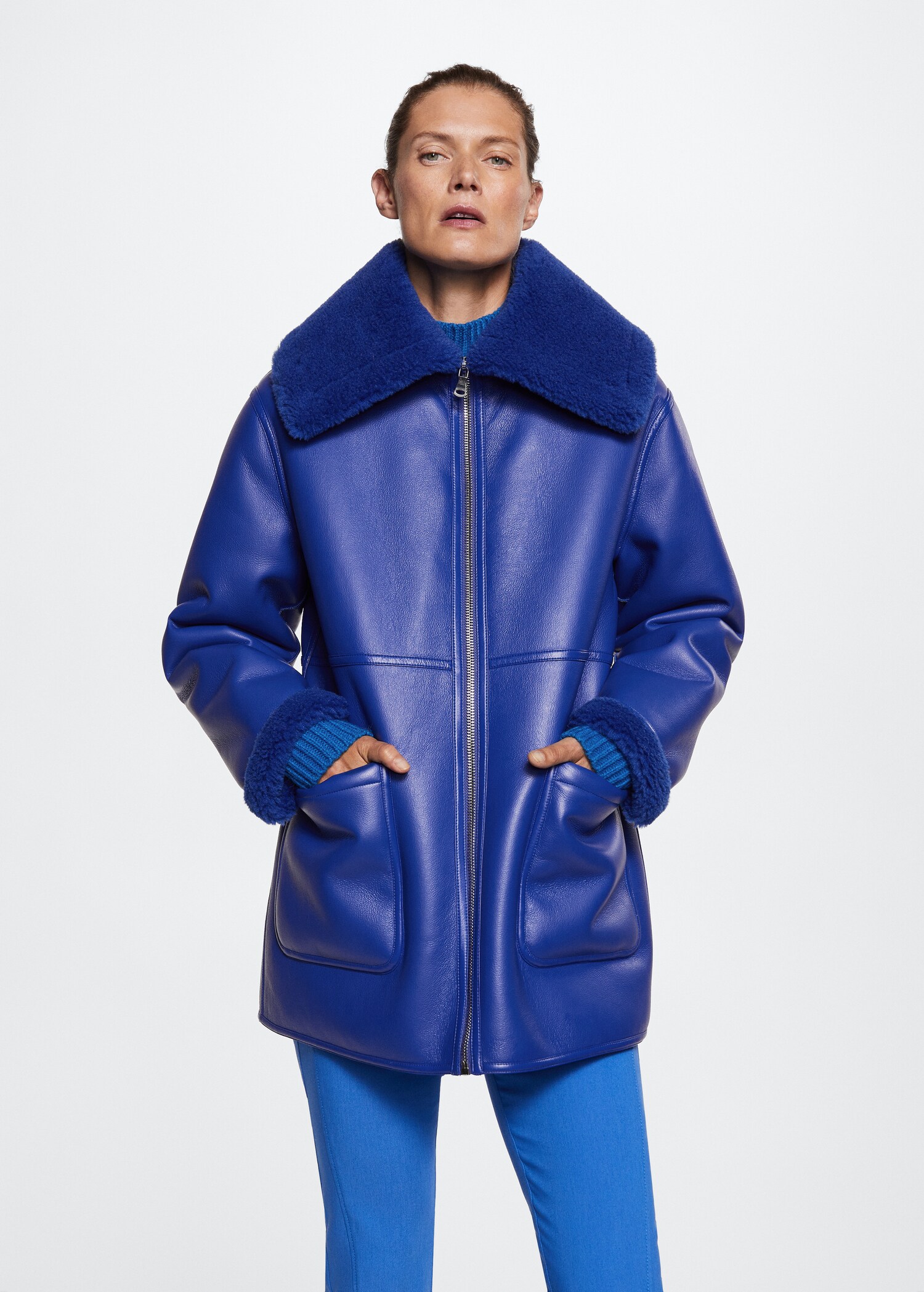 Faux shearling-lined coat - Medium plane