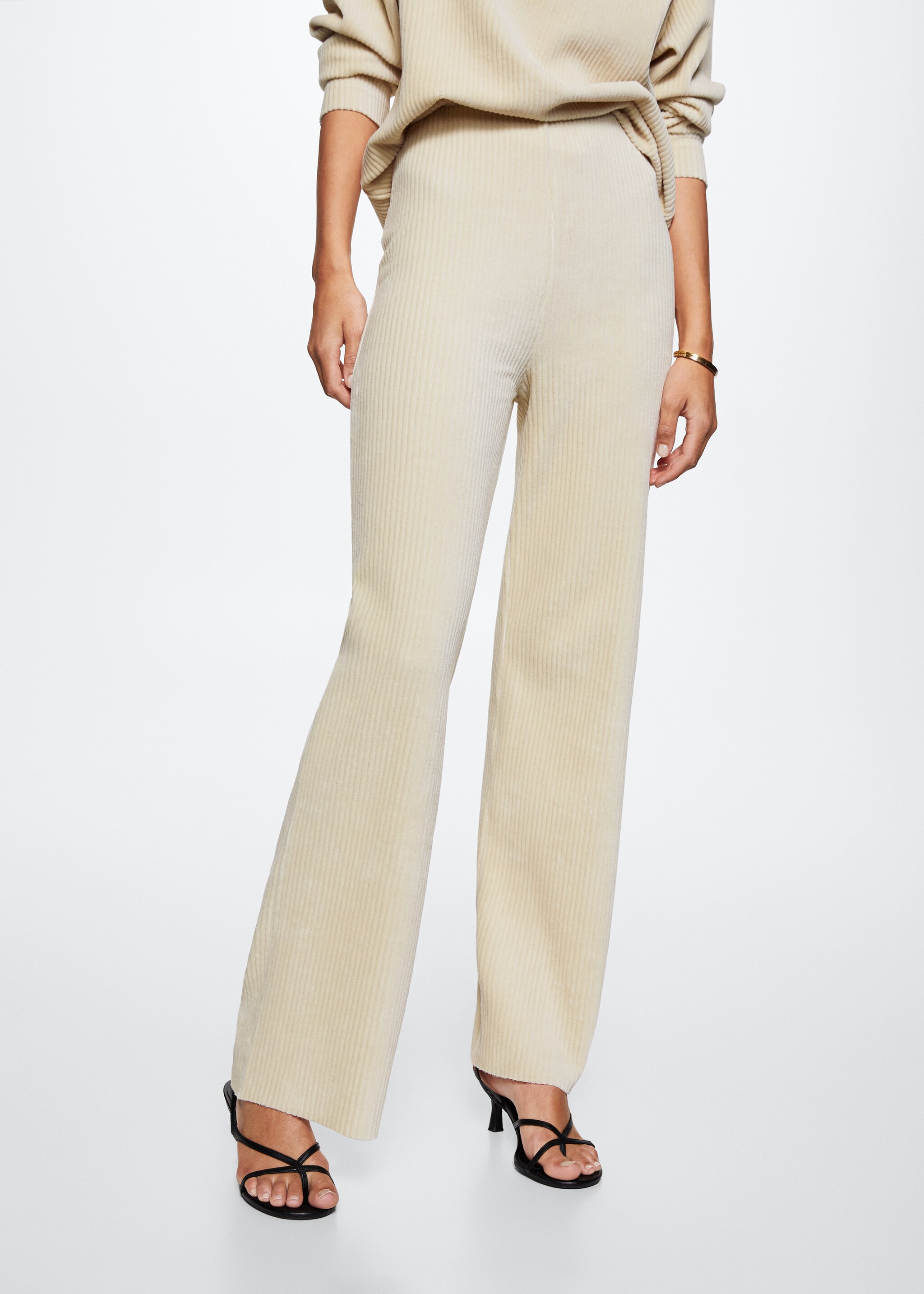 Corduroy trousers with elastic waist - Medium plane