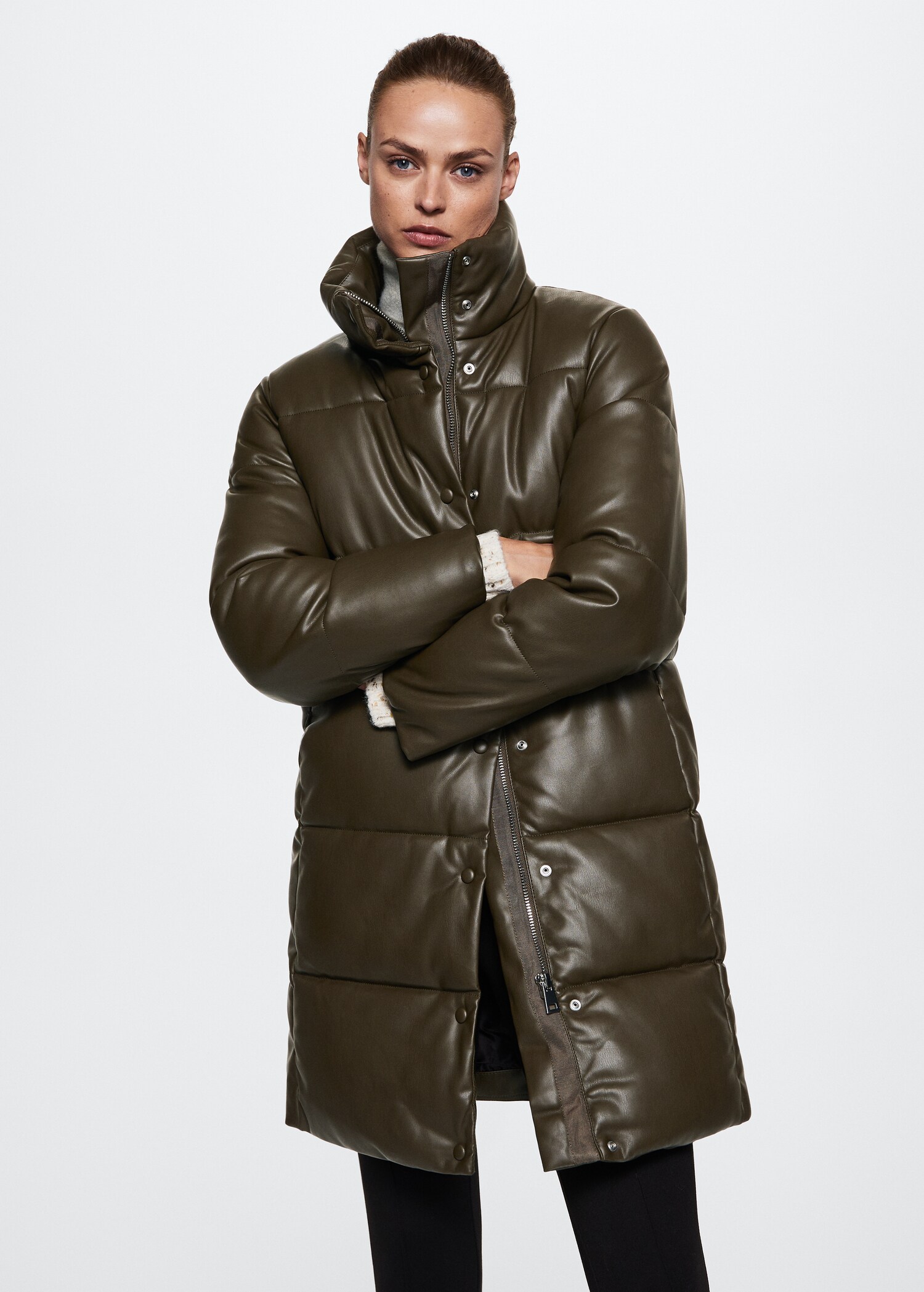 Anorak acolchado efecto piel - Plano medio