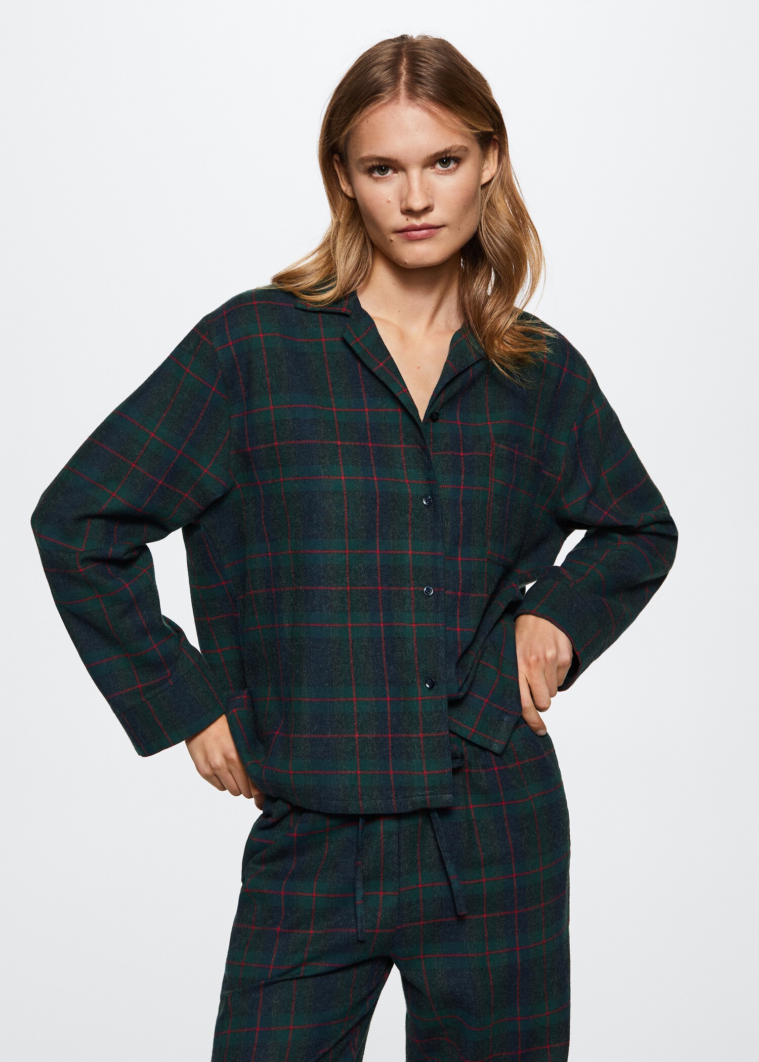 Check flannel pyjama shirt - Medium plane