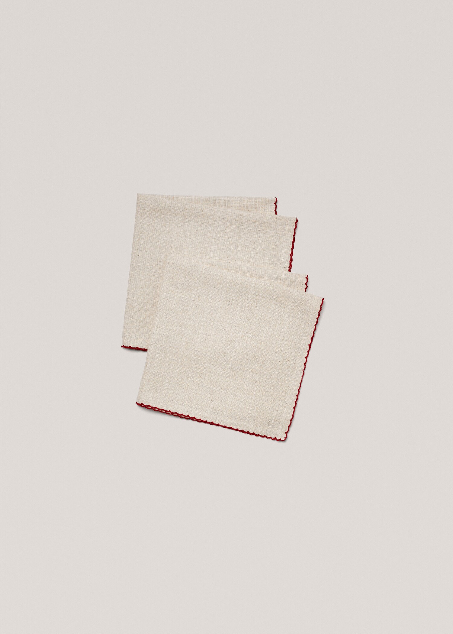 Pack of 2 embroidered trim napkins 45x45cm - Details of the article 1