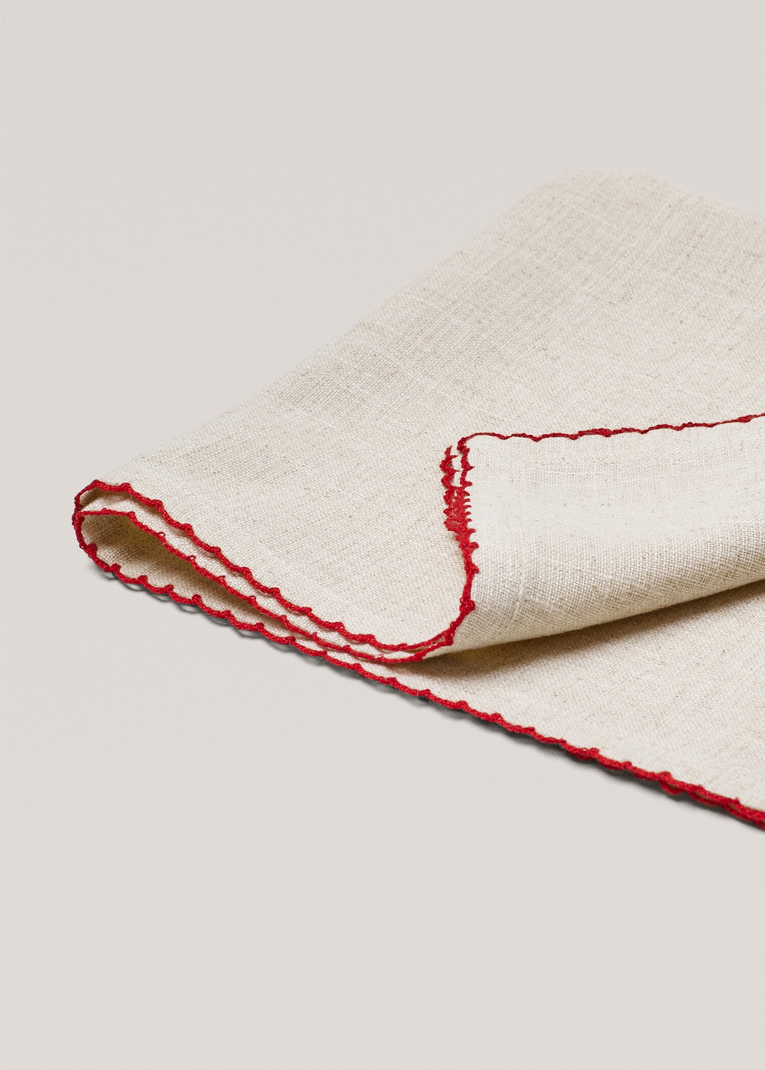 Pack of 2 embroidered trim napkins 45x45cm - Details of the article 2