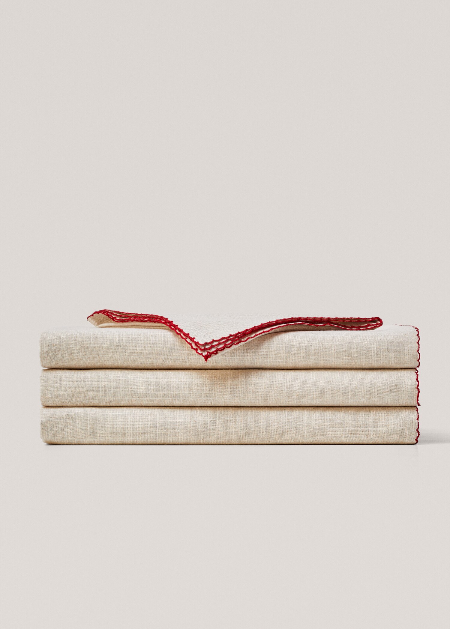 Pack of 2 embroidered trim napkins 45x45cm - Details of the article 3