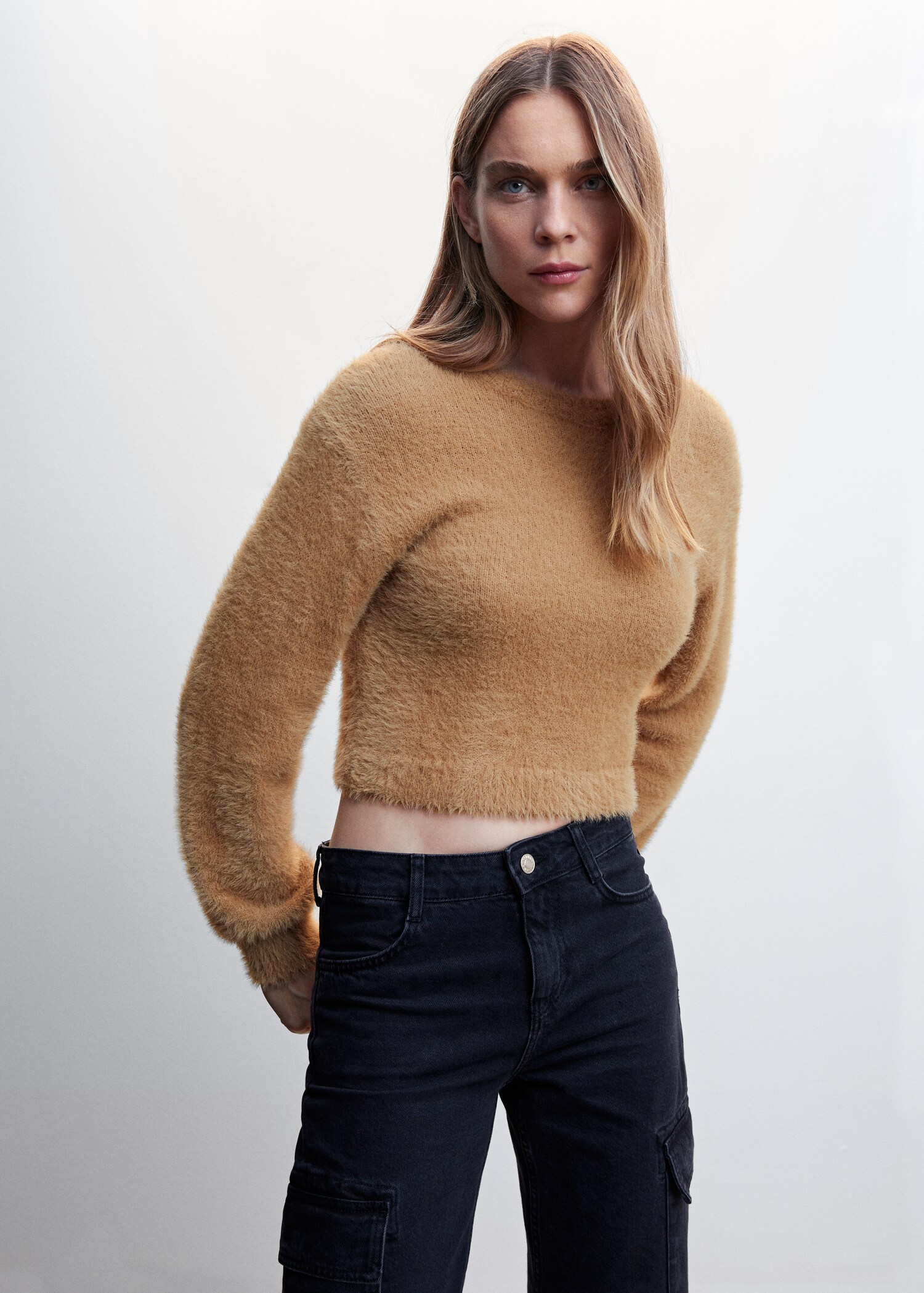 Faux fur knit sweater - Medium plane