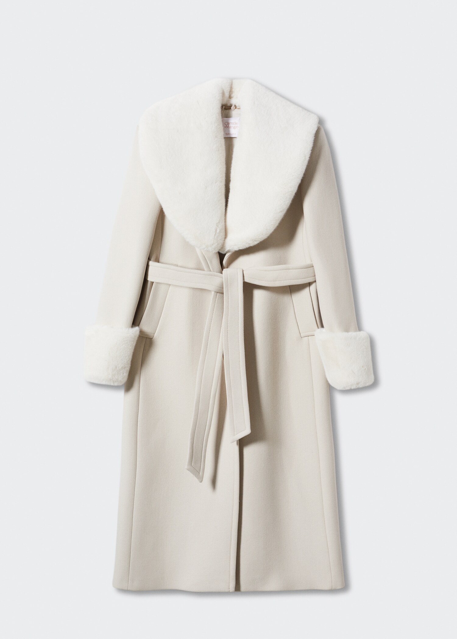 Wool coat with detachable fur-effect details - Article without model