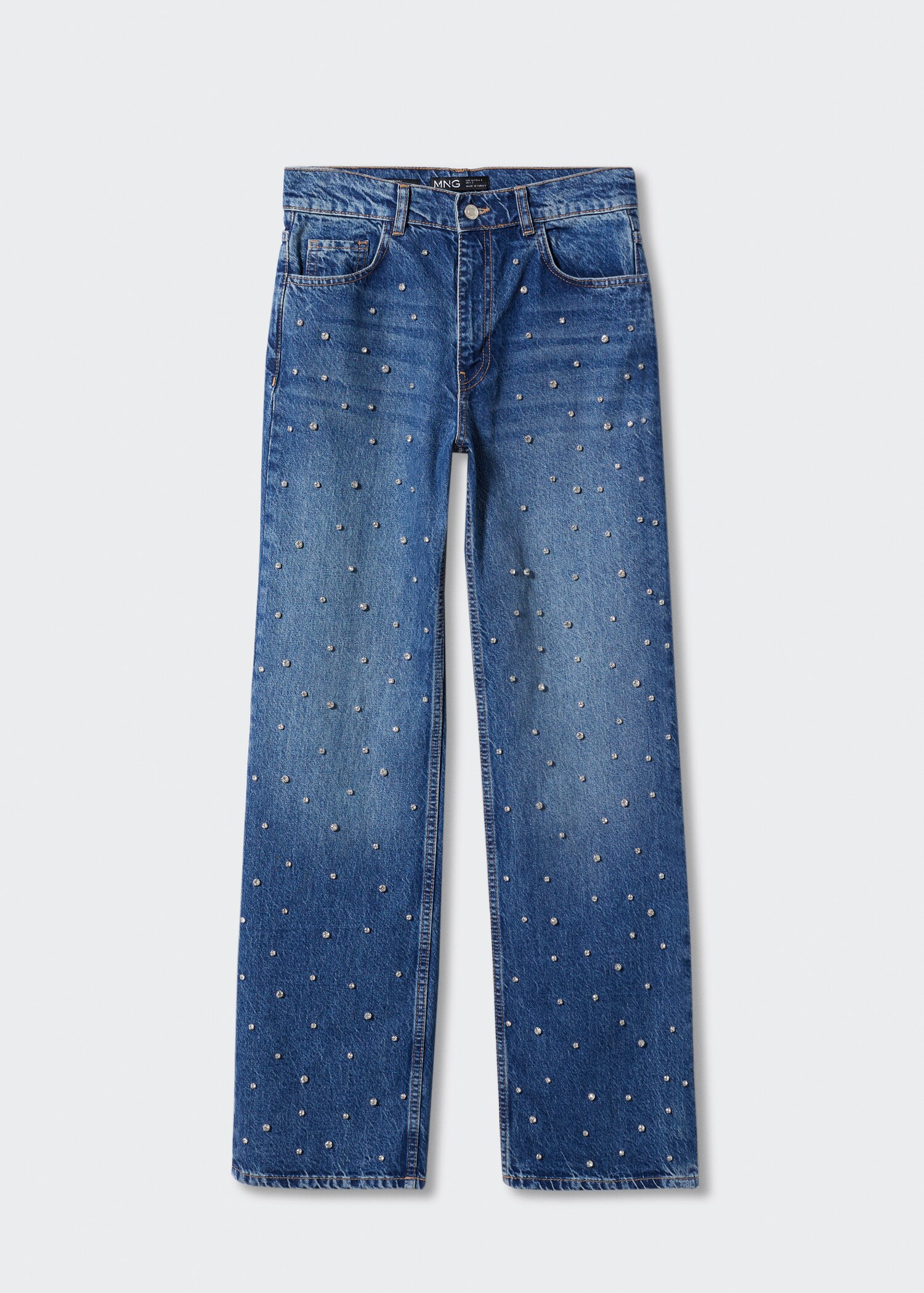 Calças de ganga wideleg com strass - Artigo sem modelo
