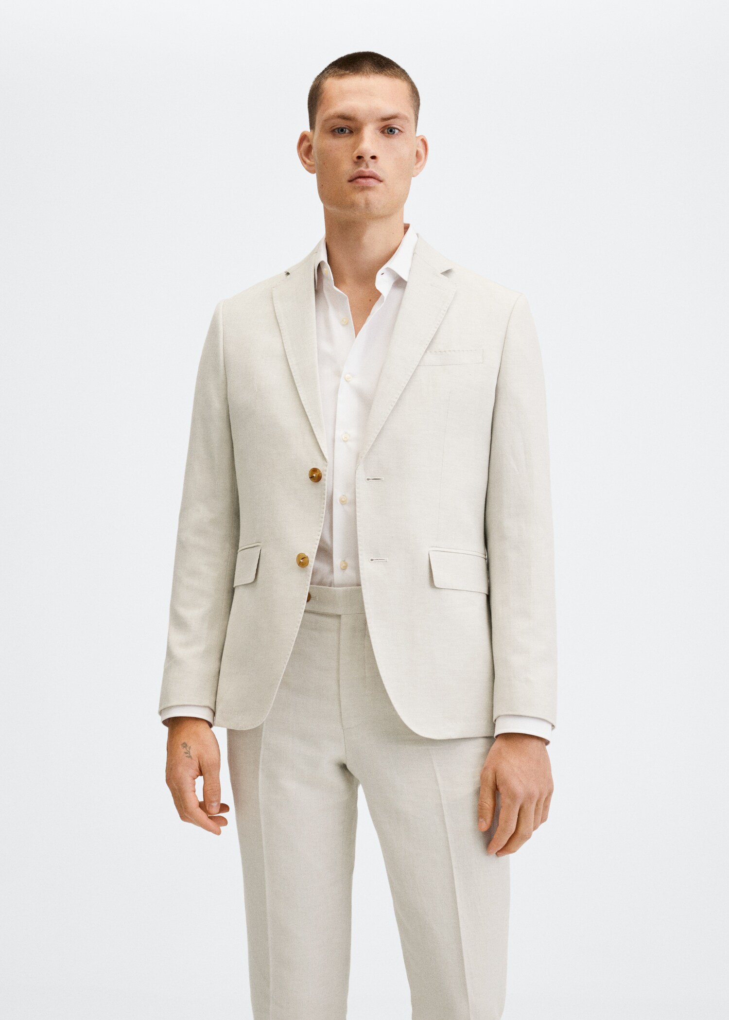 Slim fit linen suit blazer - Medium plane