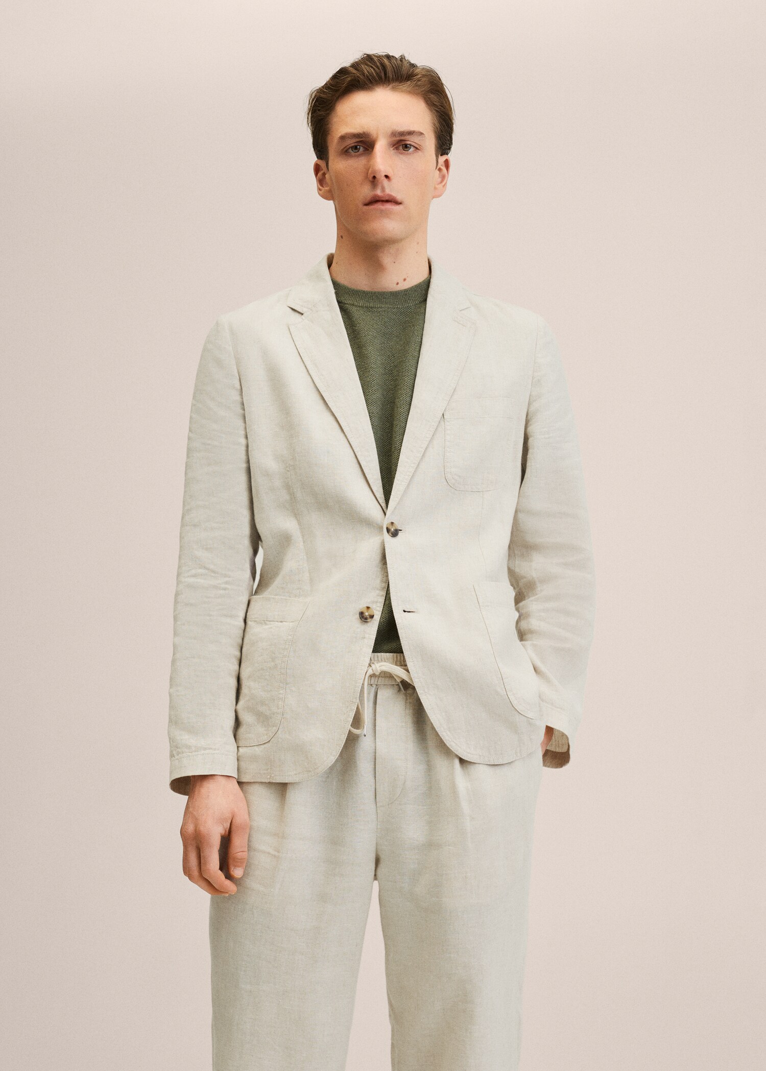 Veste slim-fit lin - Plan moyen