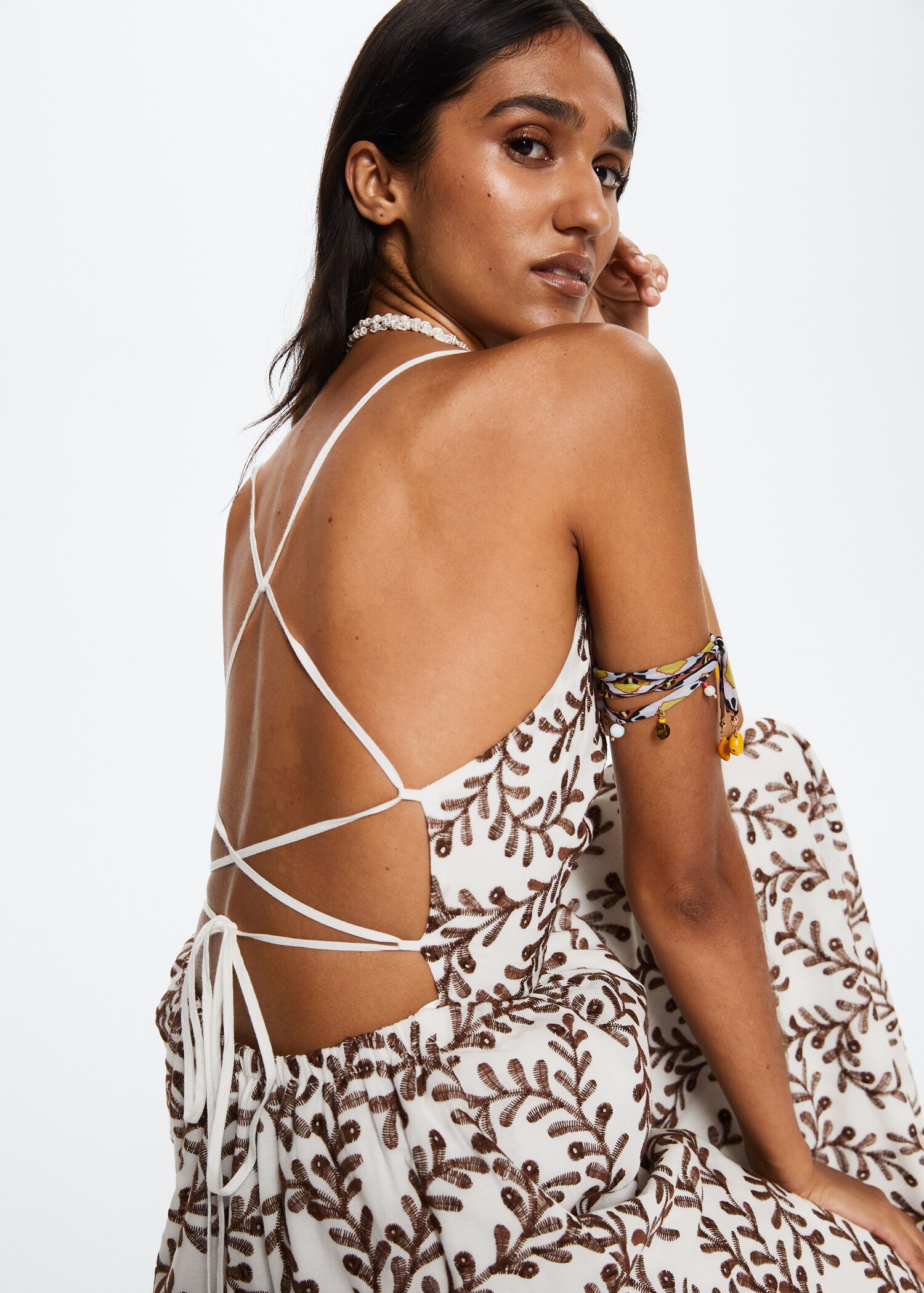 Embroidered open back dress - Details of the article 1
