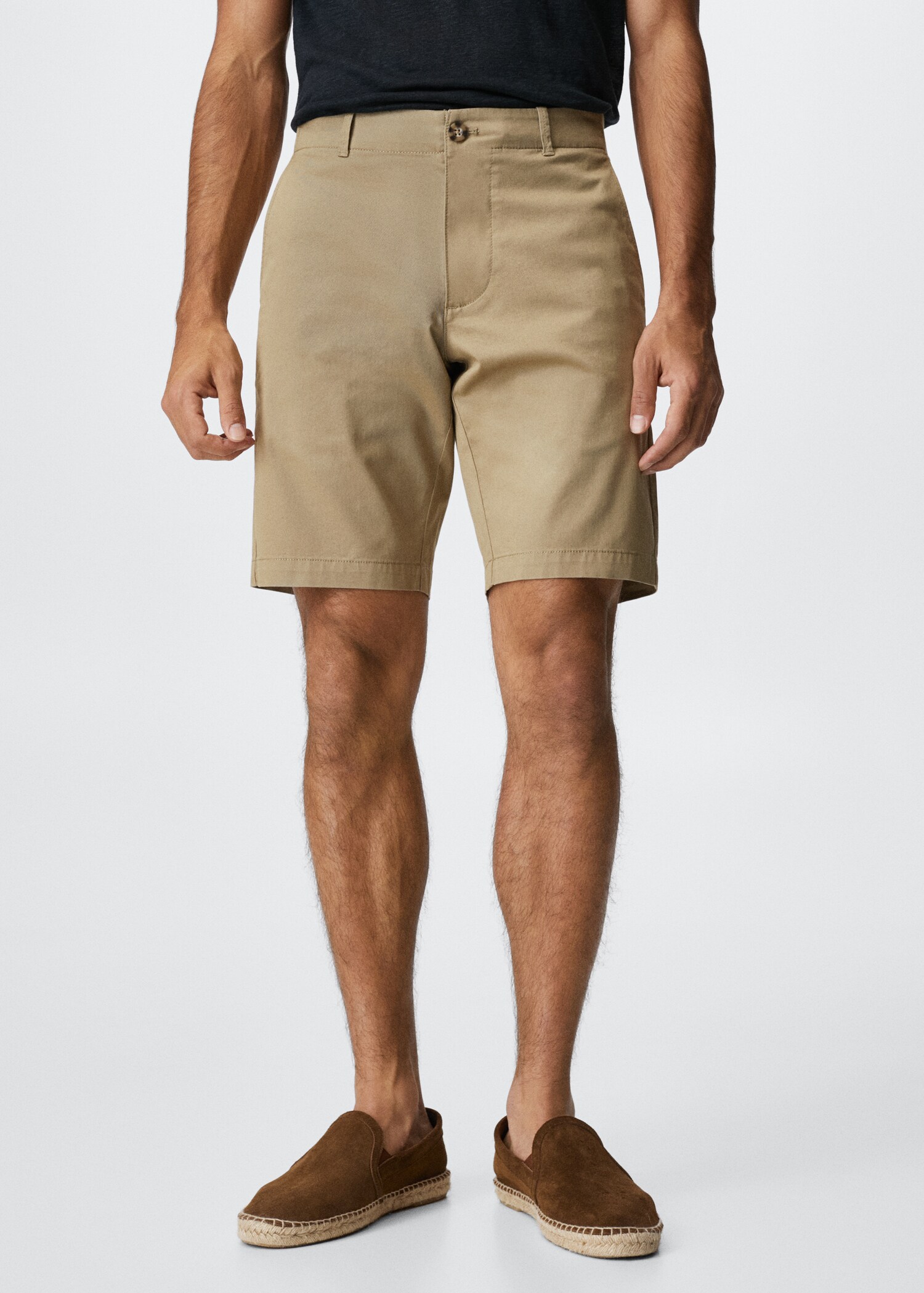 Slim-fit chino cotton bermuda shorts - Medium plane