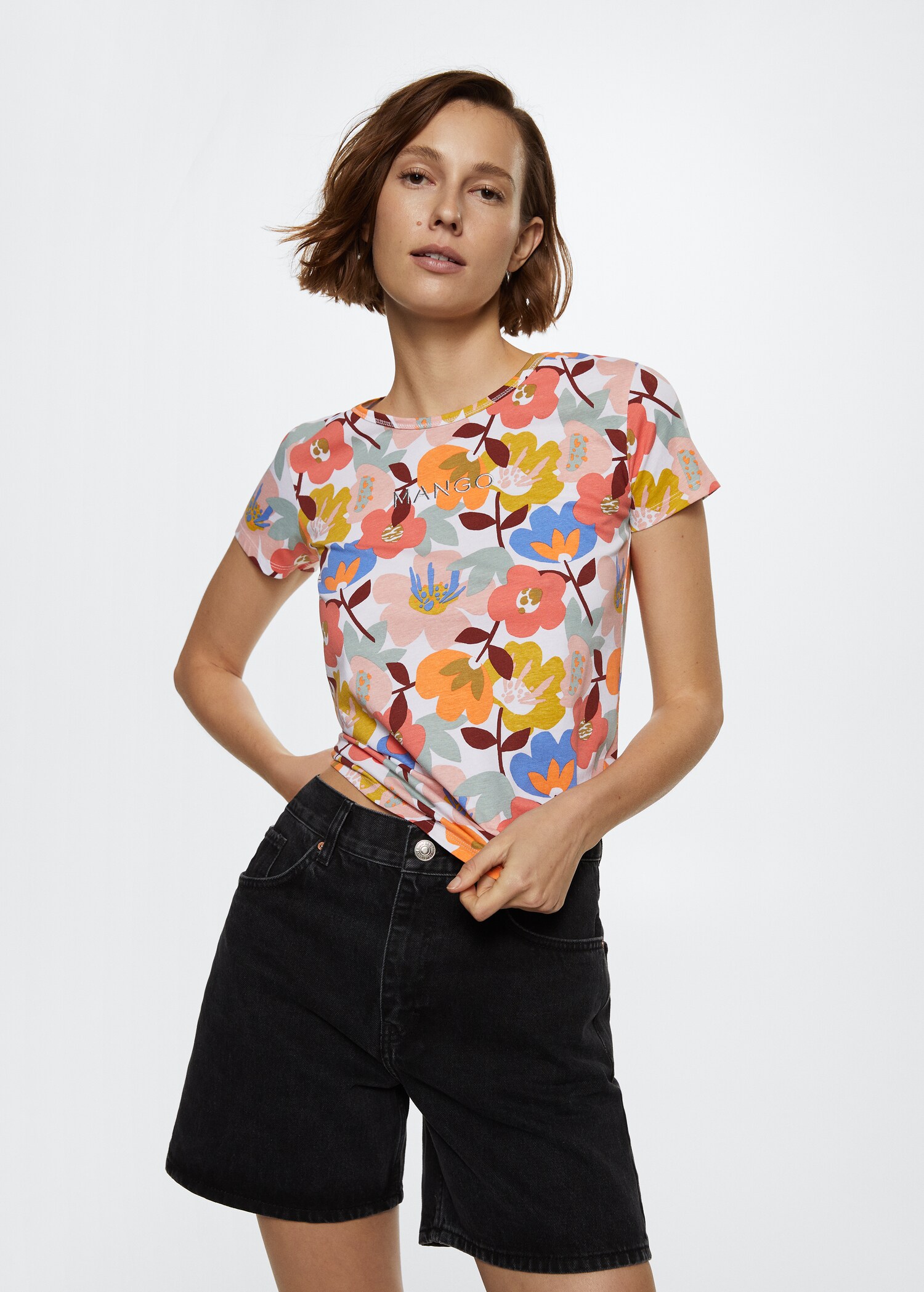 Embroidered logo print t-shirt - Medium plane