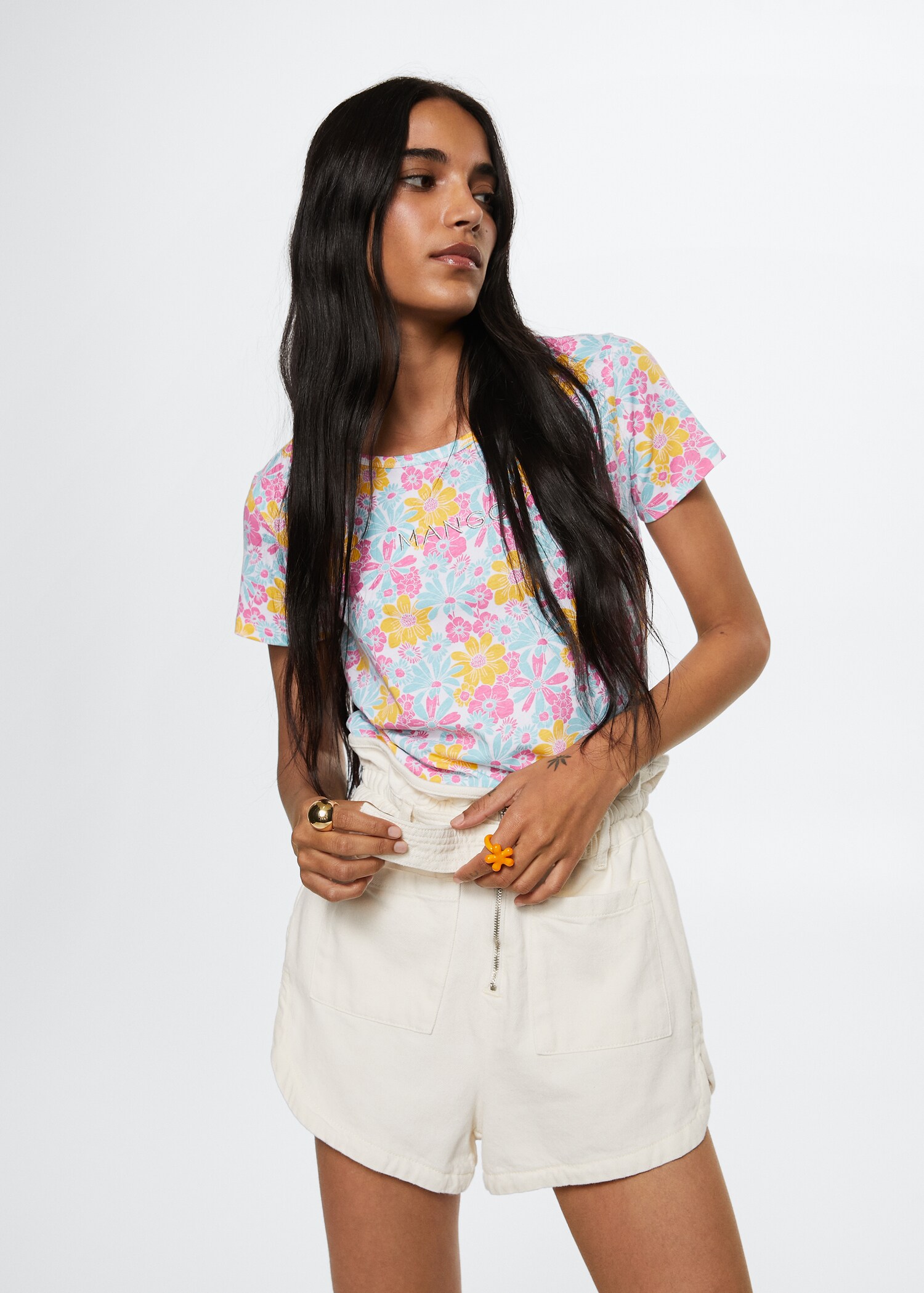 Embroidered logo print t-shirt - Medium plane