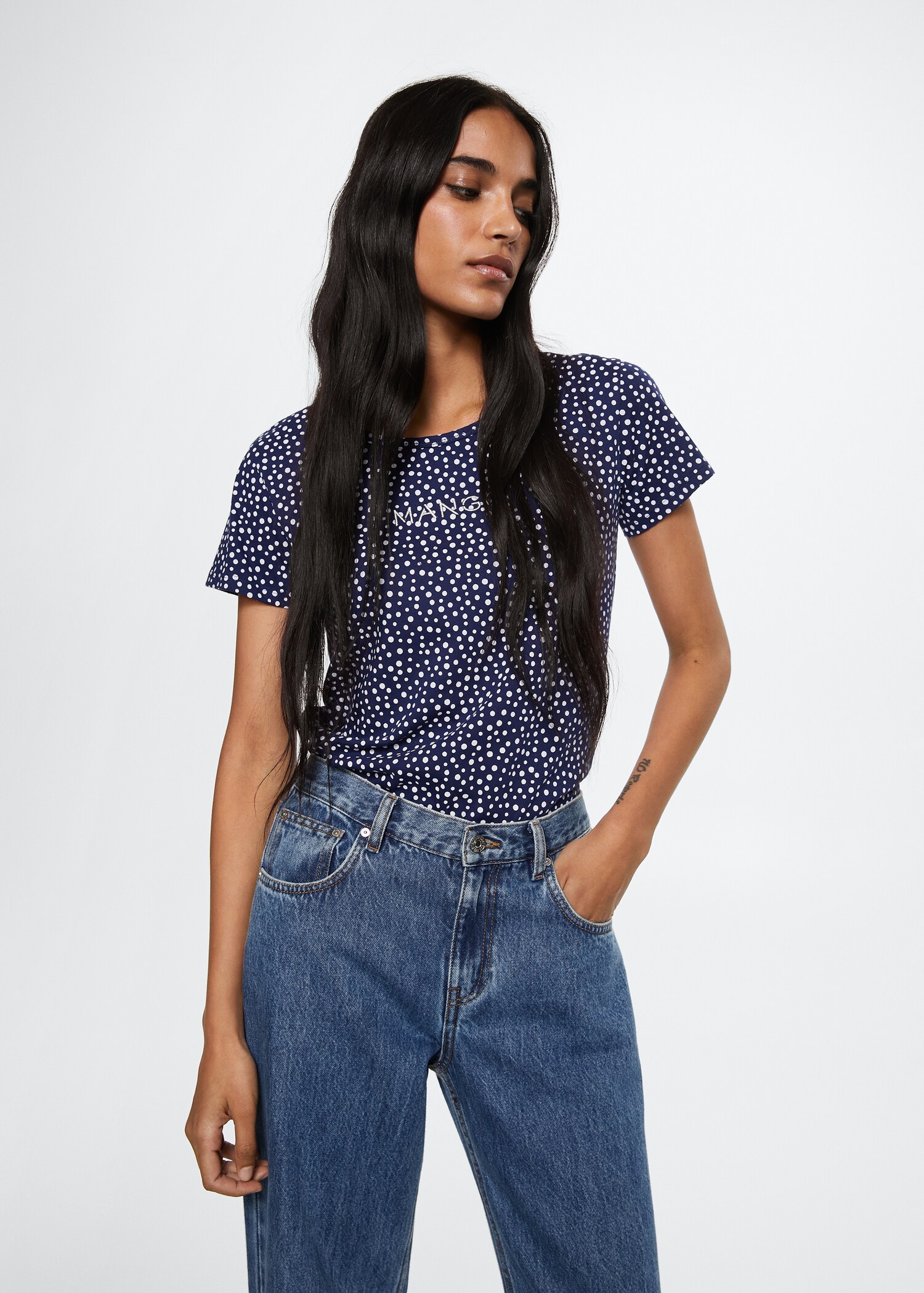 Embroidered logo print t-shirt - Medium plane