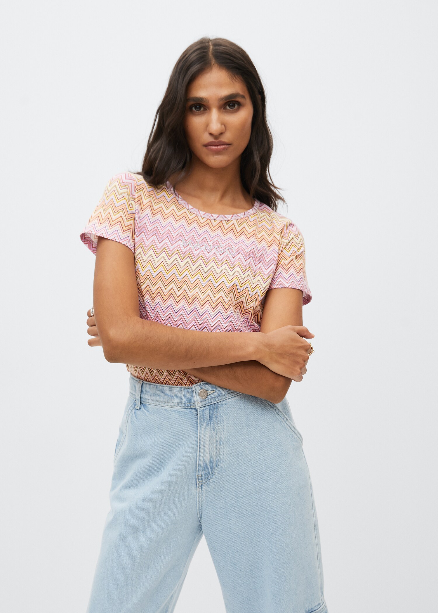 Embroidered logo print t-shirt - Medium plane