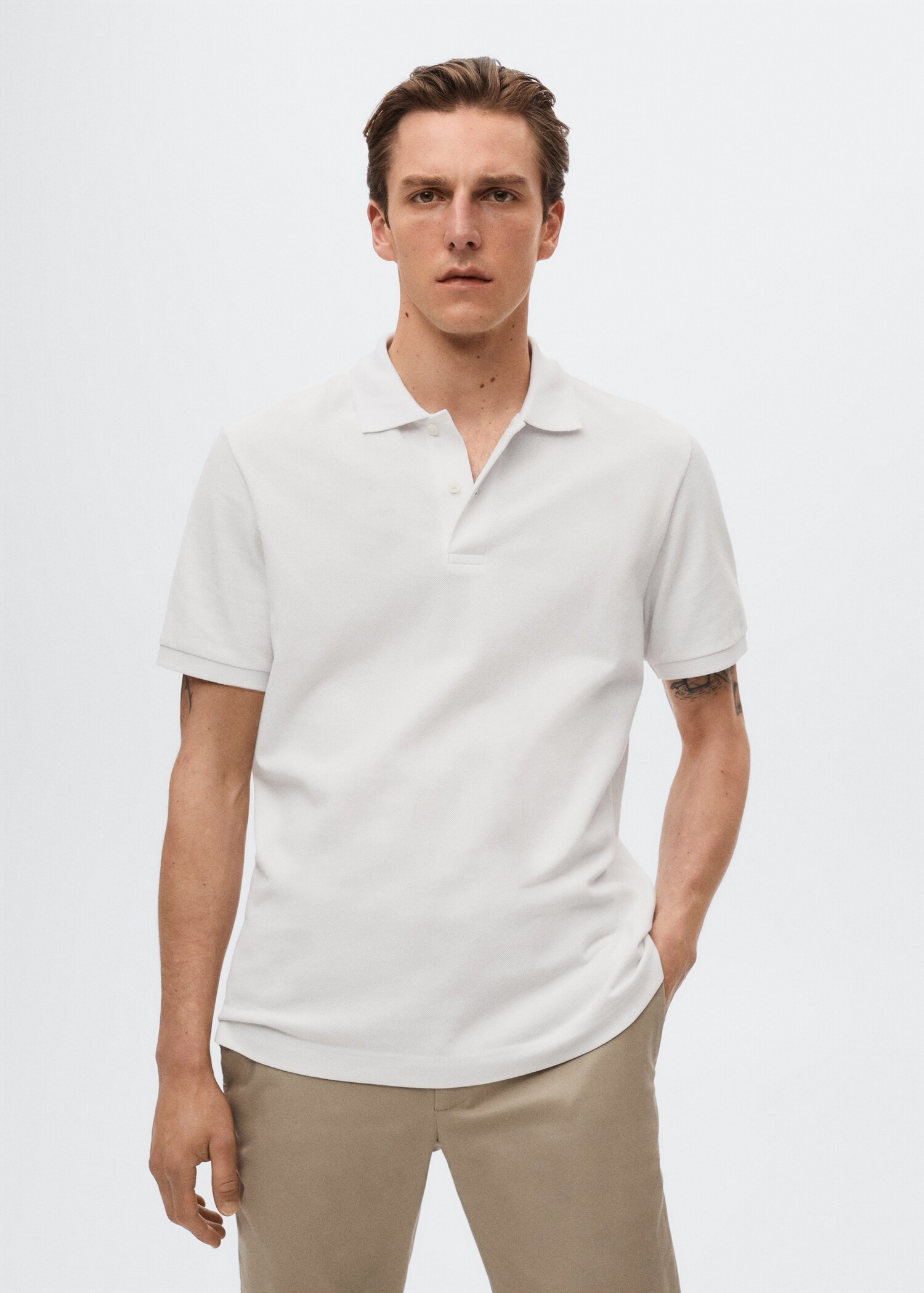 Cotton piqué polo shirt - Medium plane