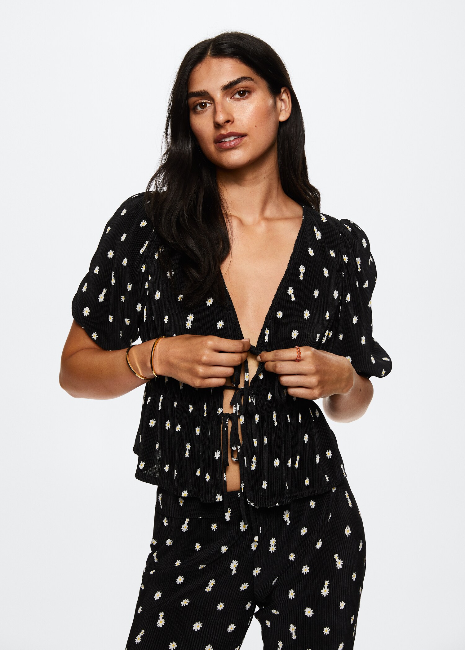 Plisséblouse met ruches - Middenvlak