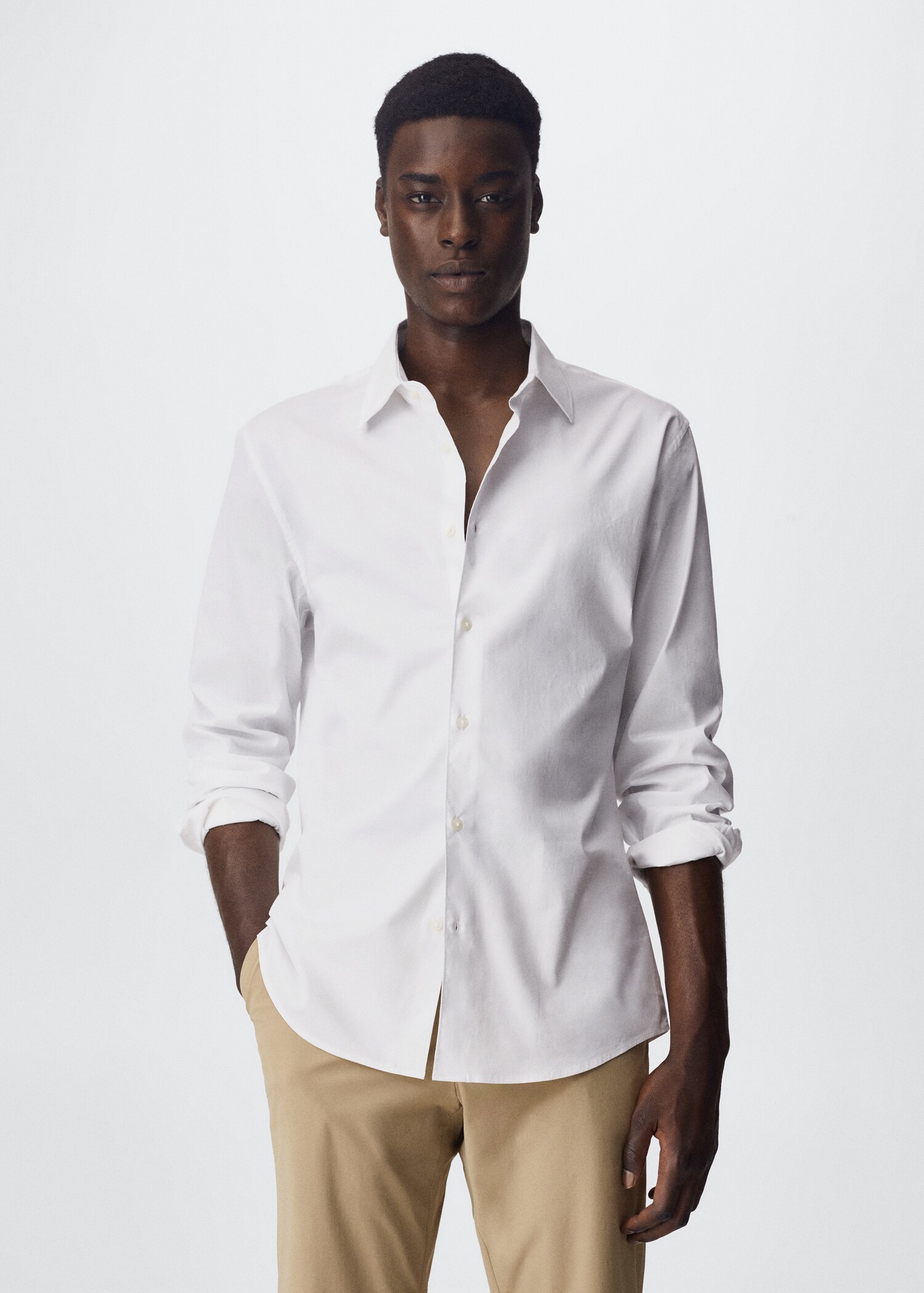 Slim fit stretch cotton shirt - Medium plane