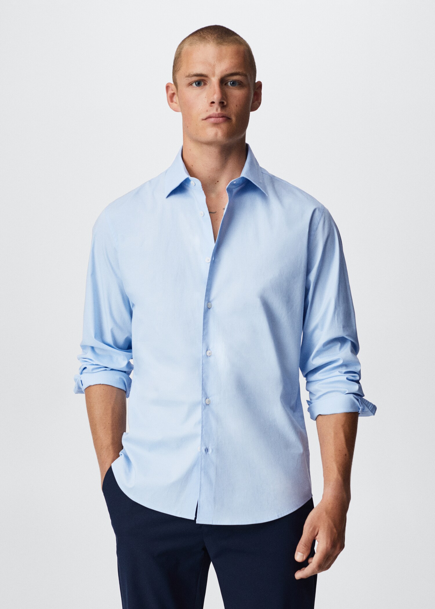 Slim fit stretch cotton shirt - Medium plane