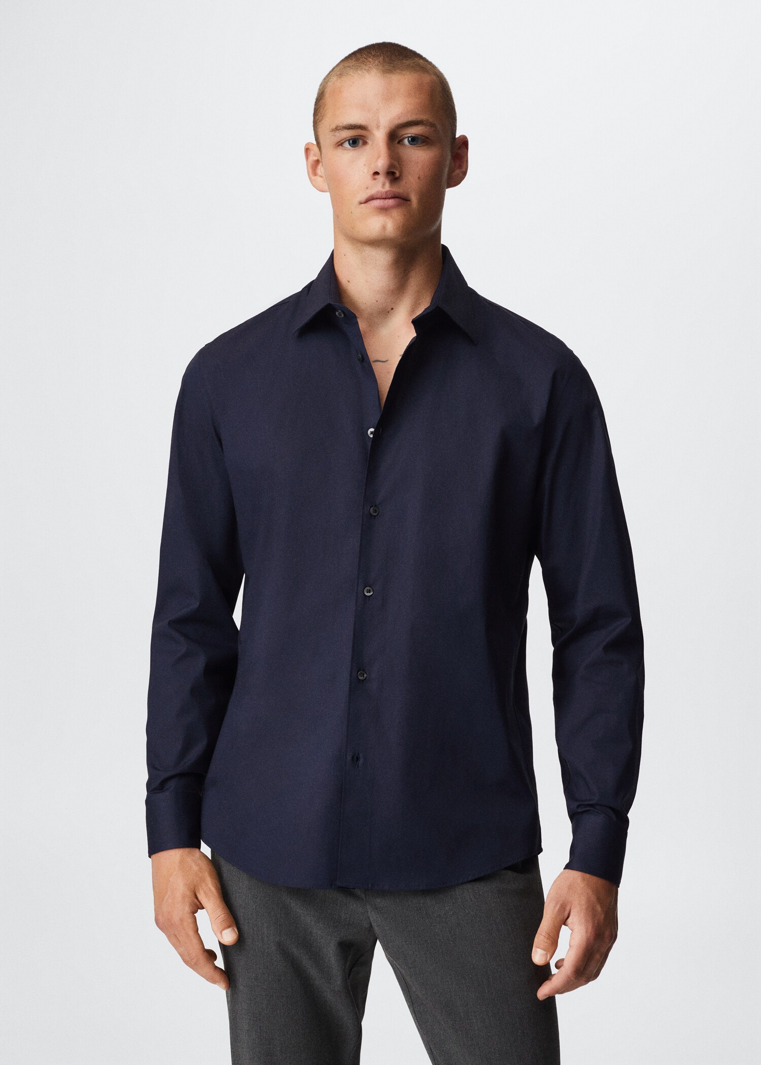 Slim fit stretch cotton shirt - Medium plane