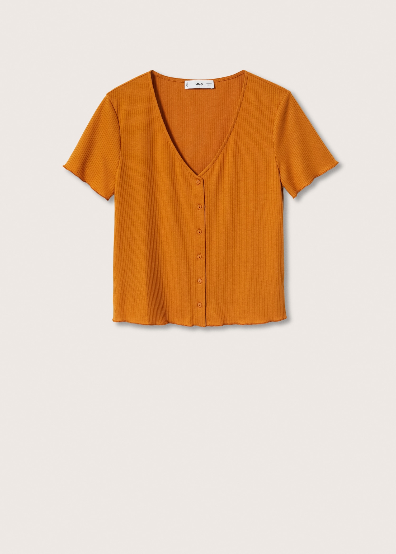 T-skjorte med ribber og knapper - Artikkel uten modell