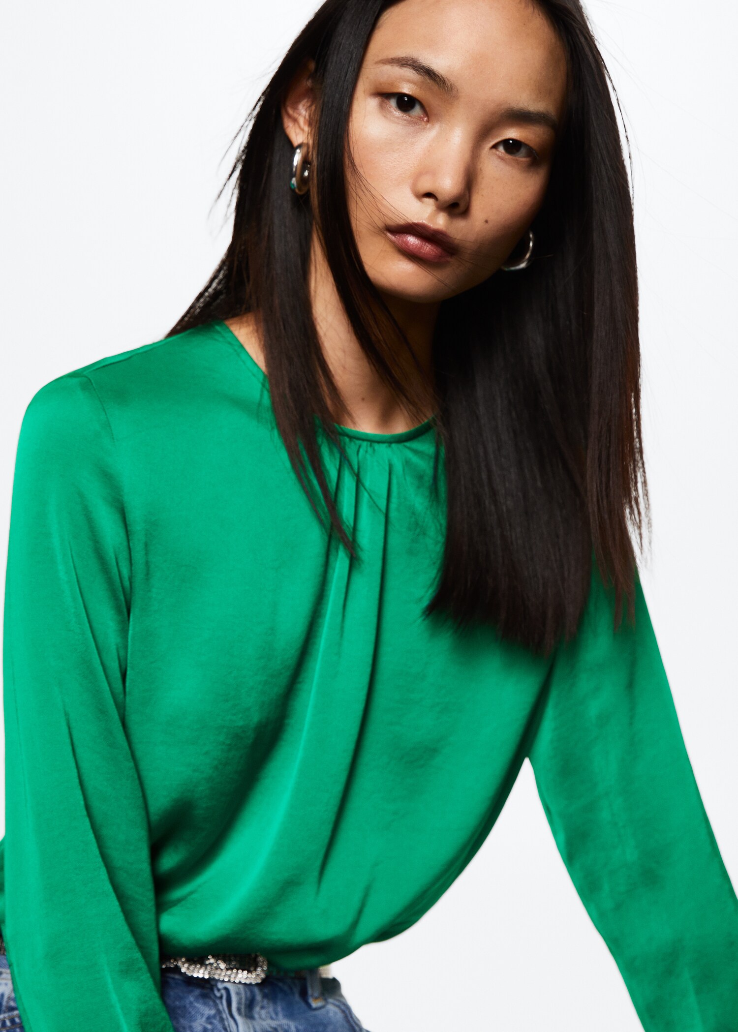 Ruched satin blouse - Details of the article 1