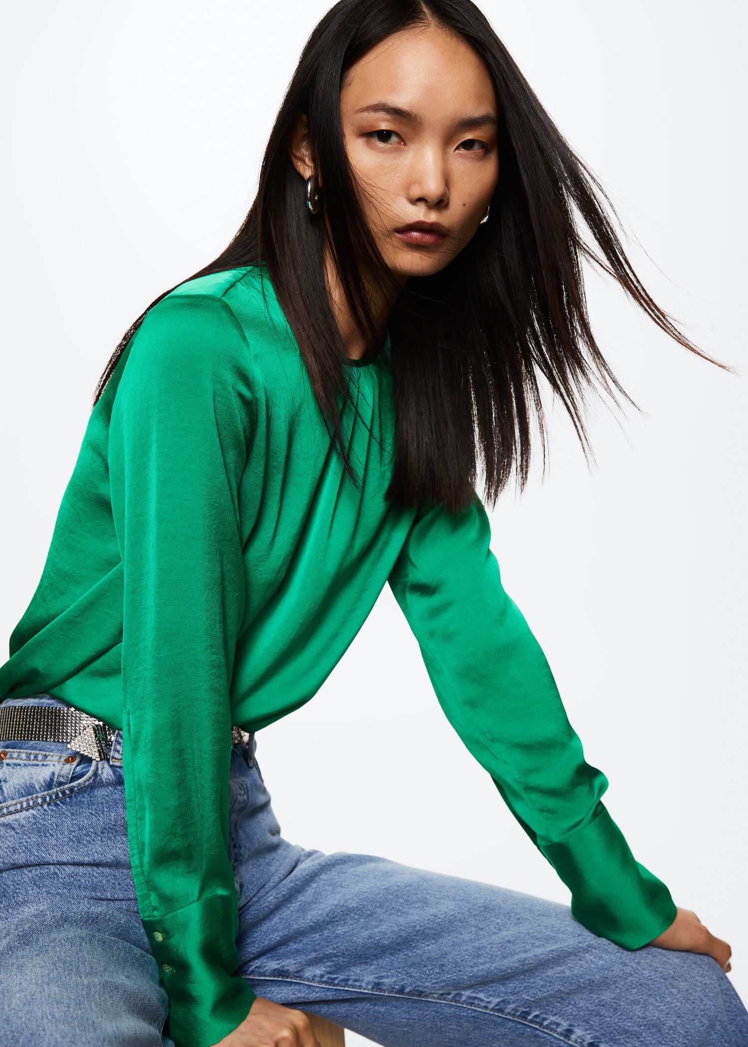Ruched satin blouse - Details of the article 2