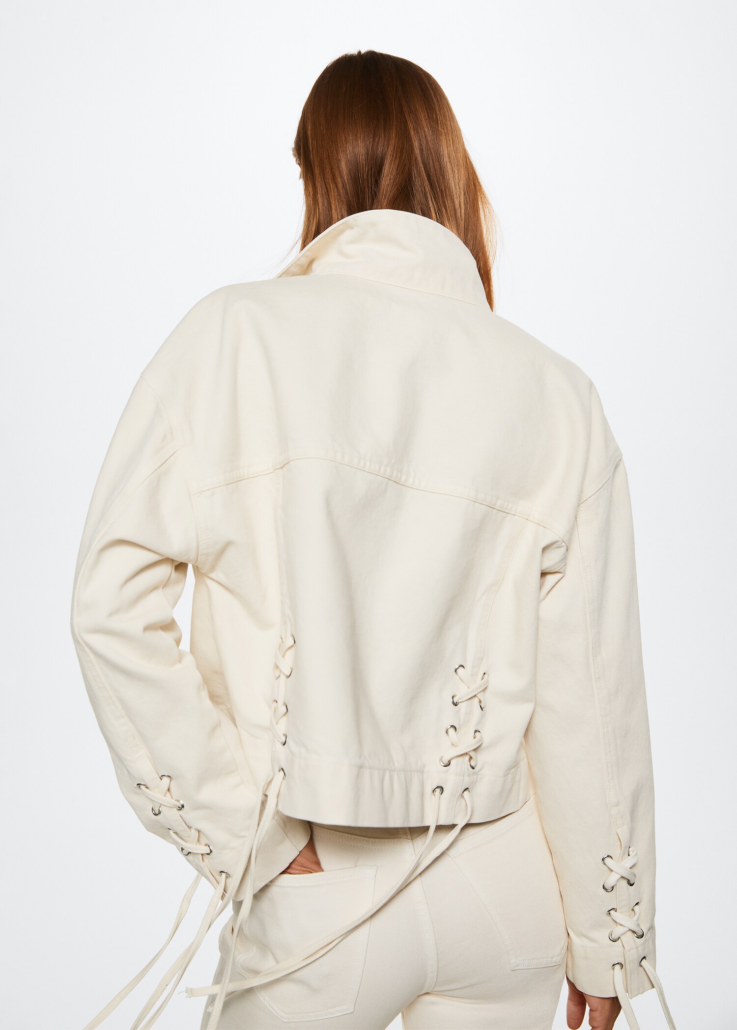 Denim jacket with drawstrings - Reverse of the article