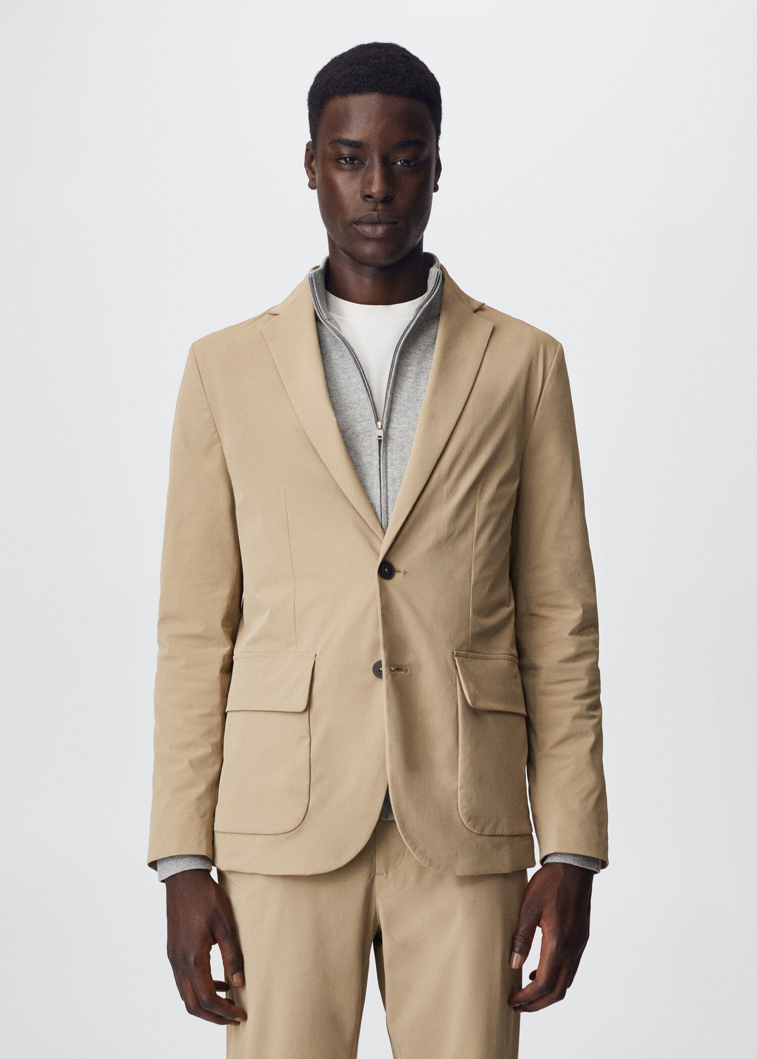 Slim-fit stretch suit blazer - Medium plane