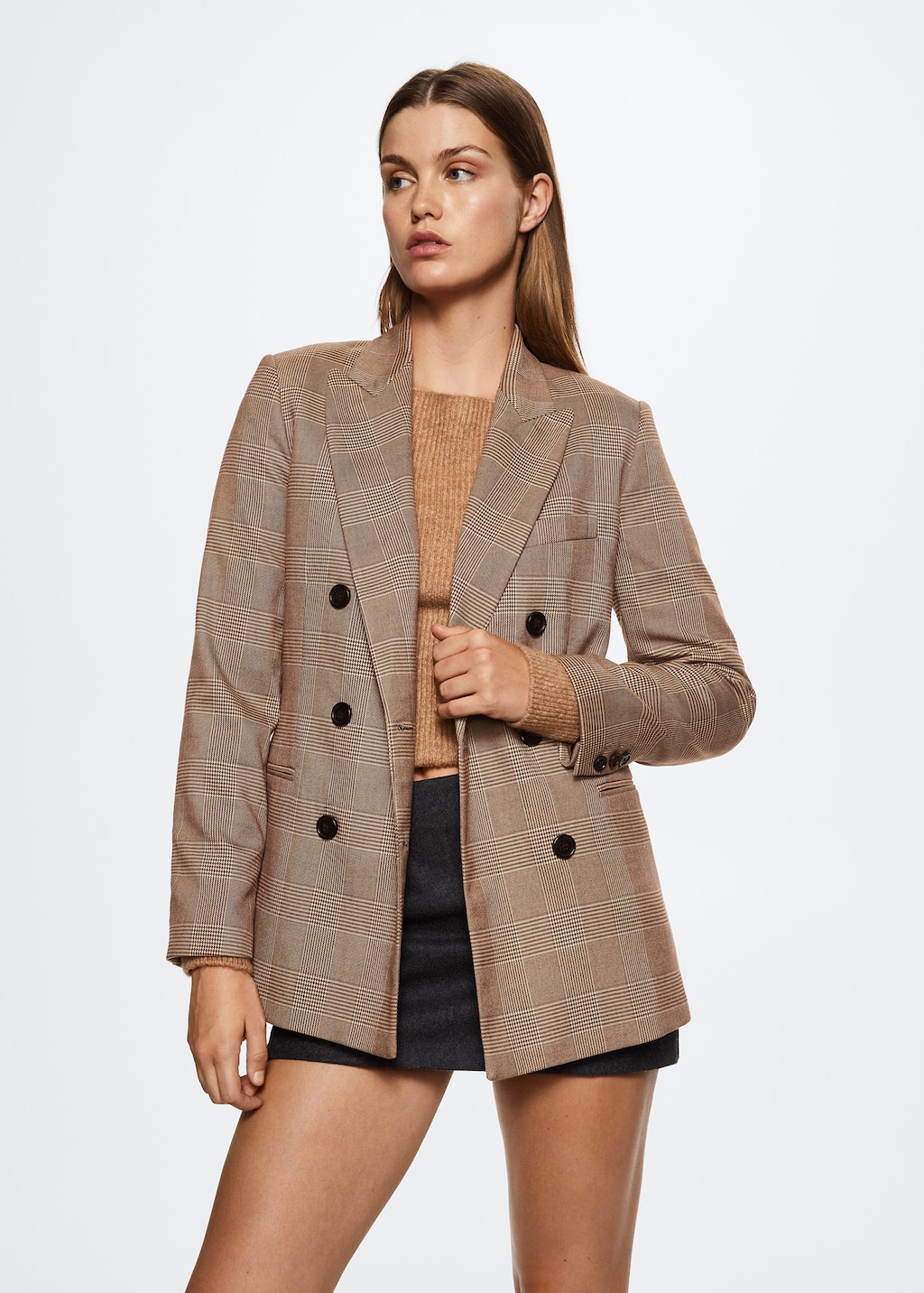 Veste double boutonnage carreaux Femme MANGO Maurice
