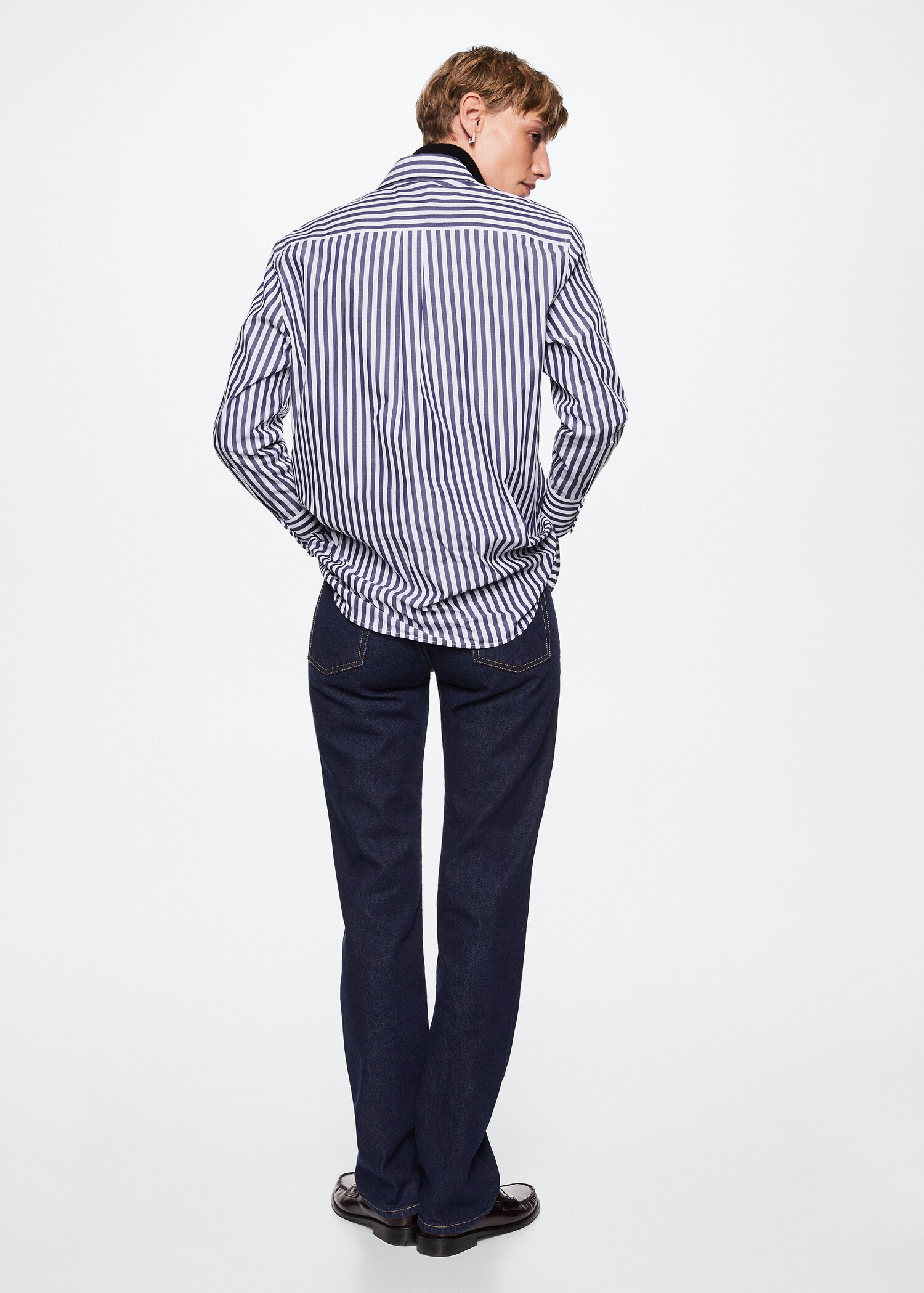 Regular-fit striped poplin shirt  - Reverse of the article