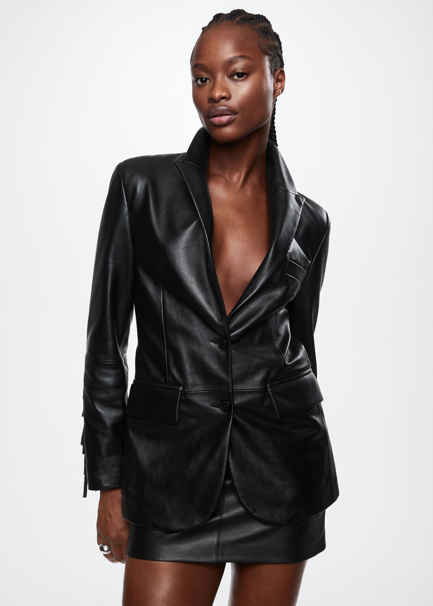 Fringed leather jacket - Medium plane