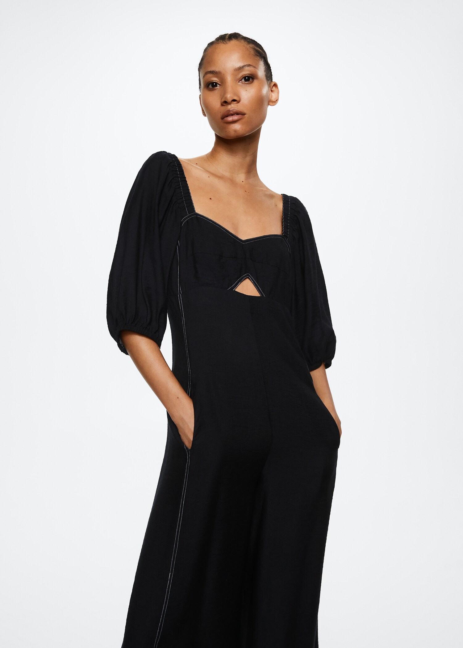 Contrast seam jumpsuit - Medium plane