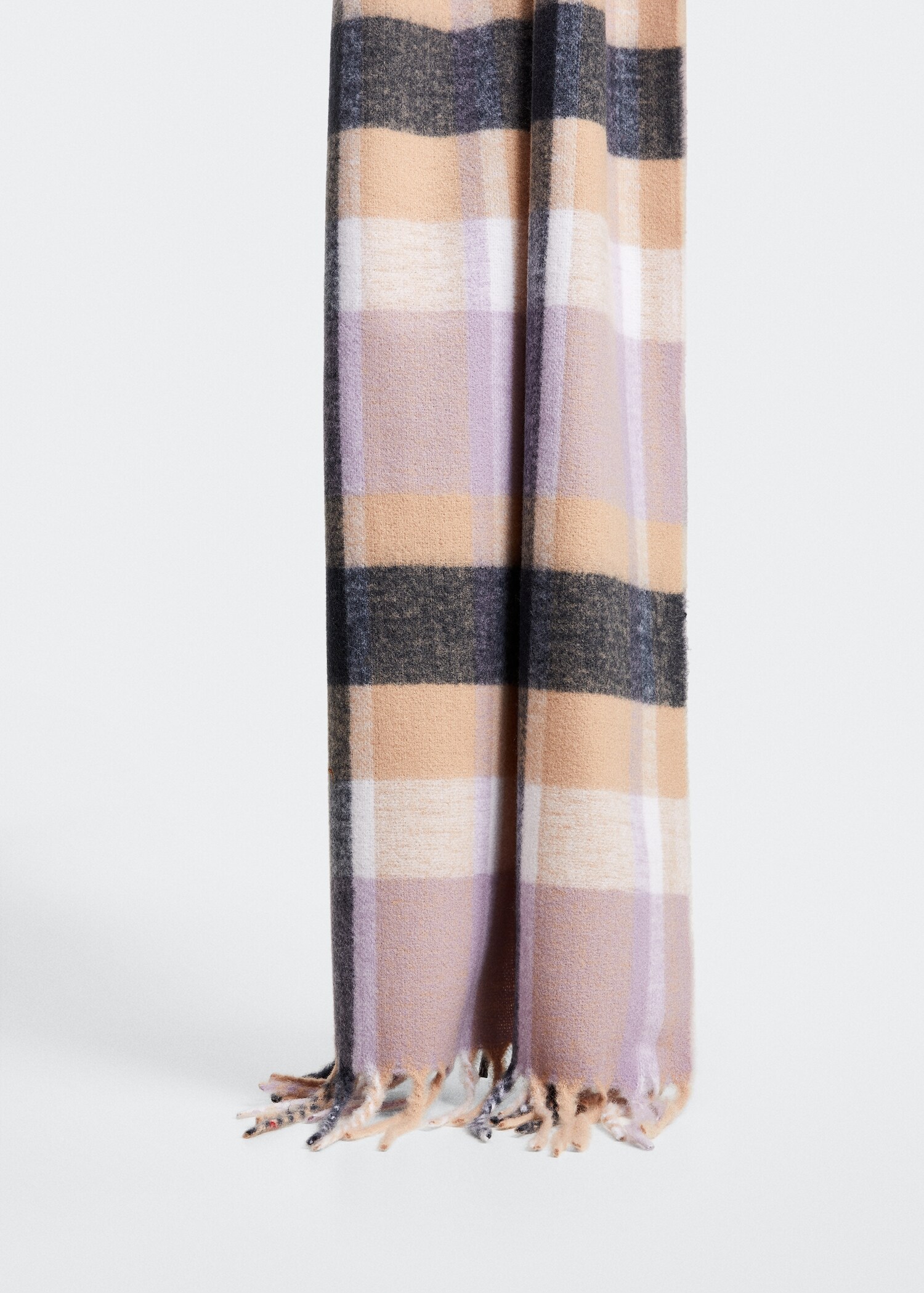 Fringed check scarf - Plan mediu