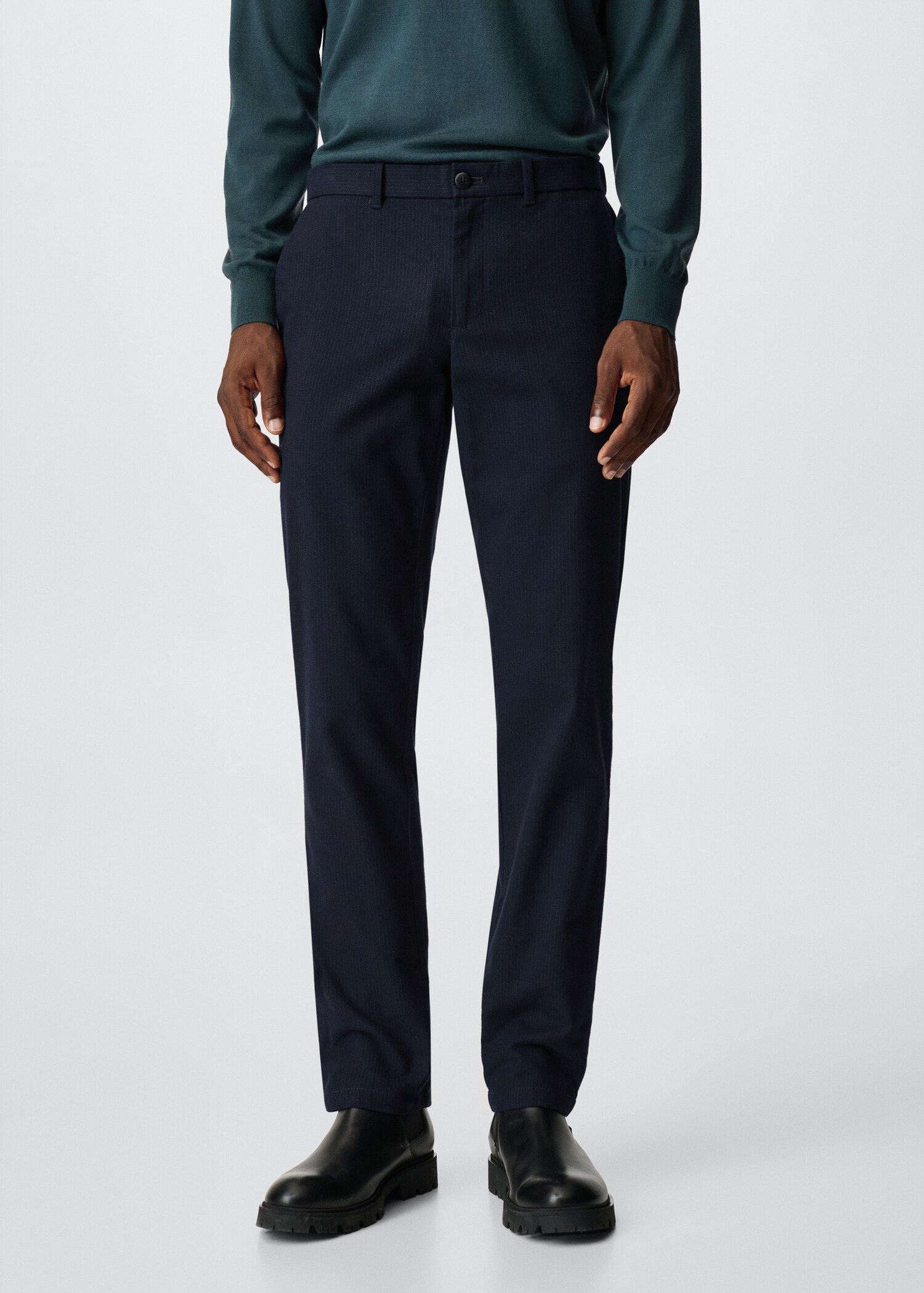 Calças slim fit de algodão - Plano médio
