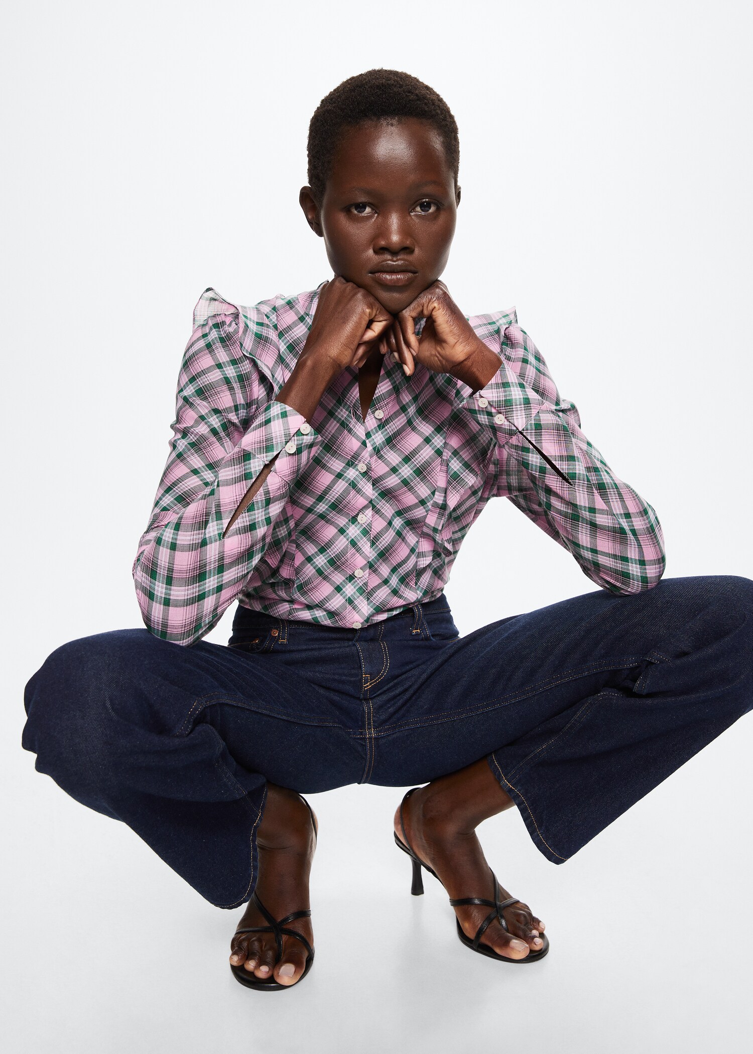 Blouse à carreaux à volant - Détail de l'article 1