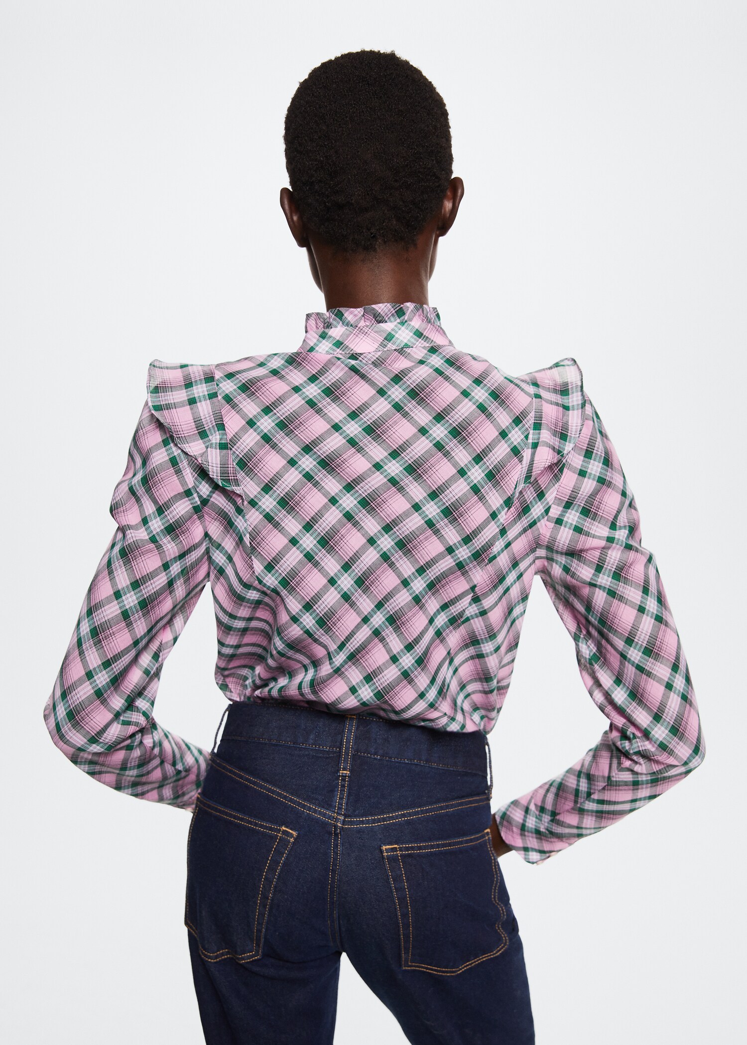 Blouse à carreaux à volant - Verso de l’article
