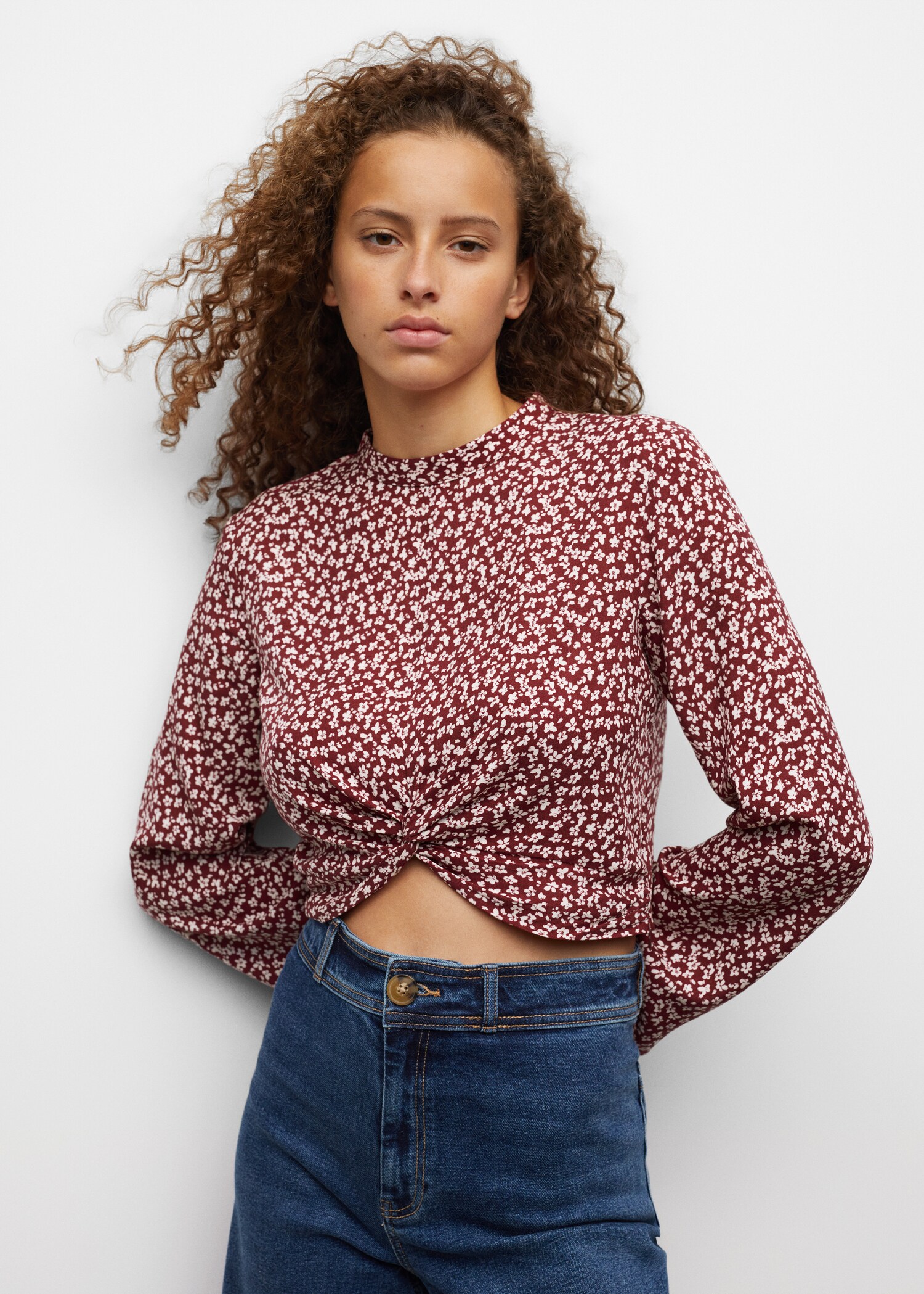 Knot detail floral blouse - Medium plane