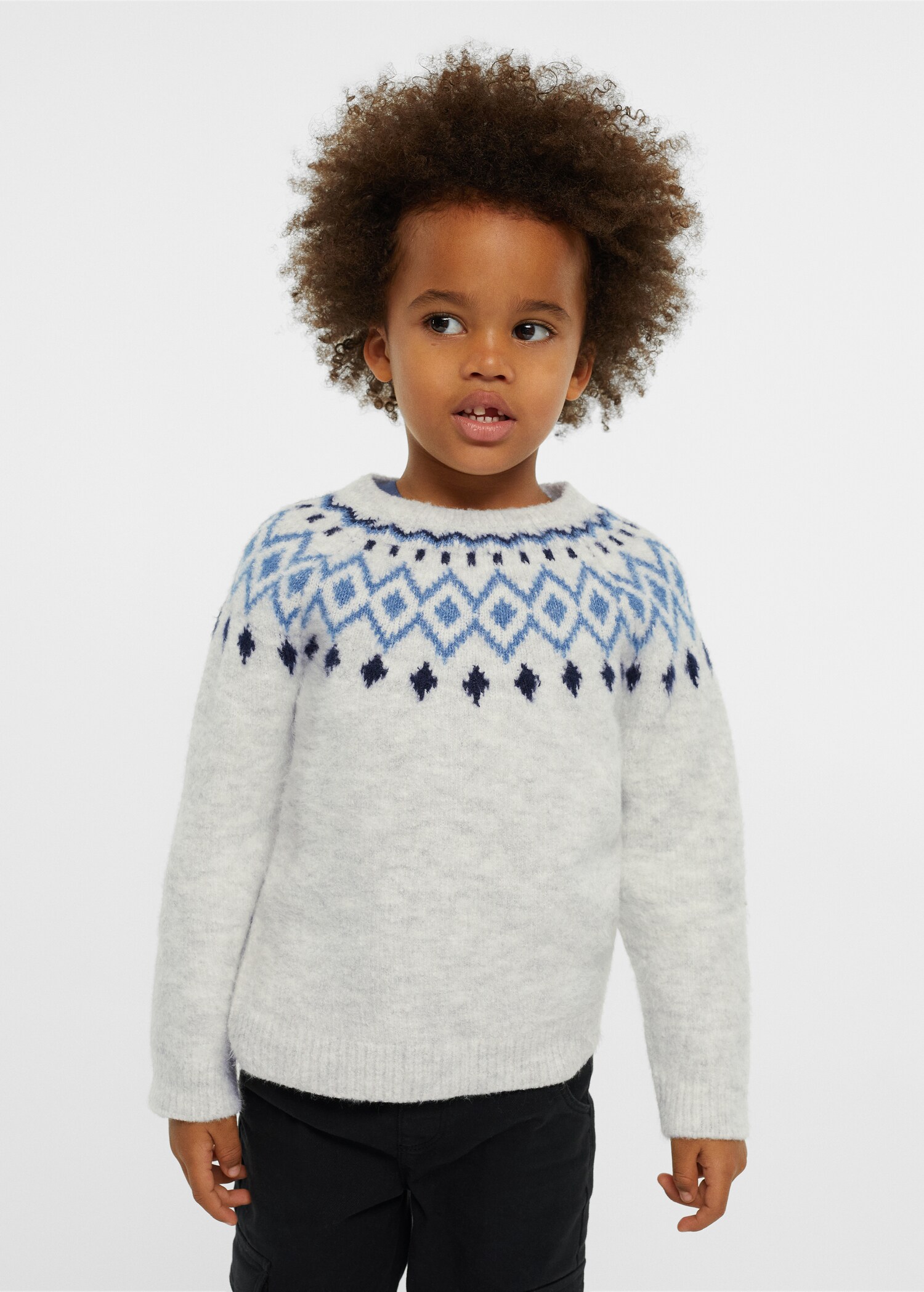 Melierter Jacquard-Pullover - Mittlere Ansicht