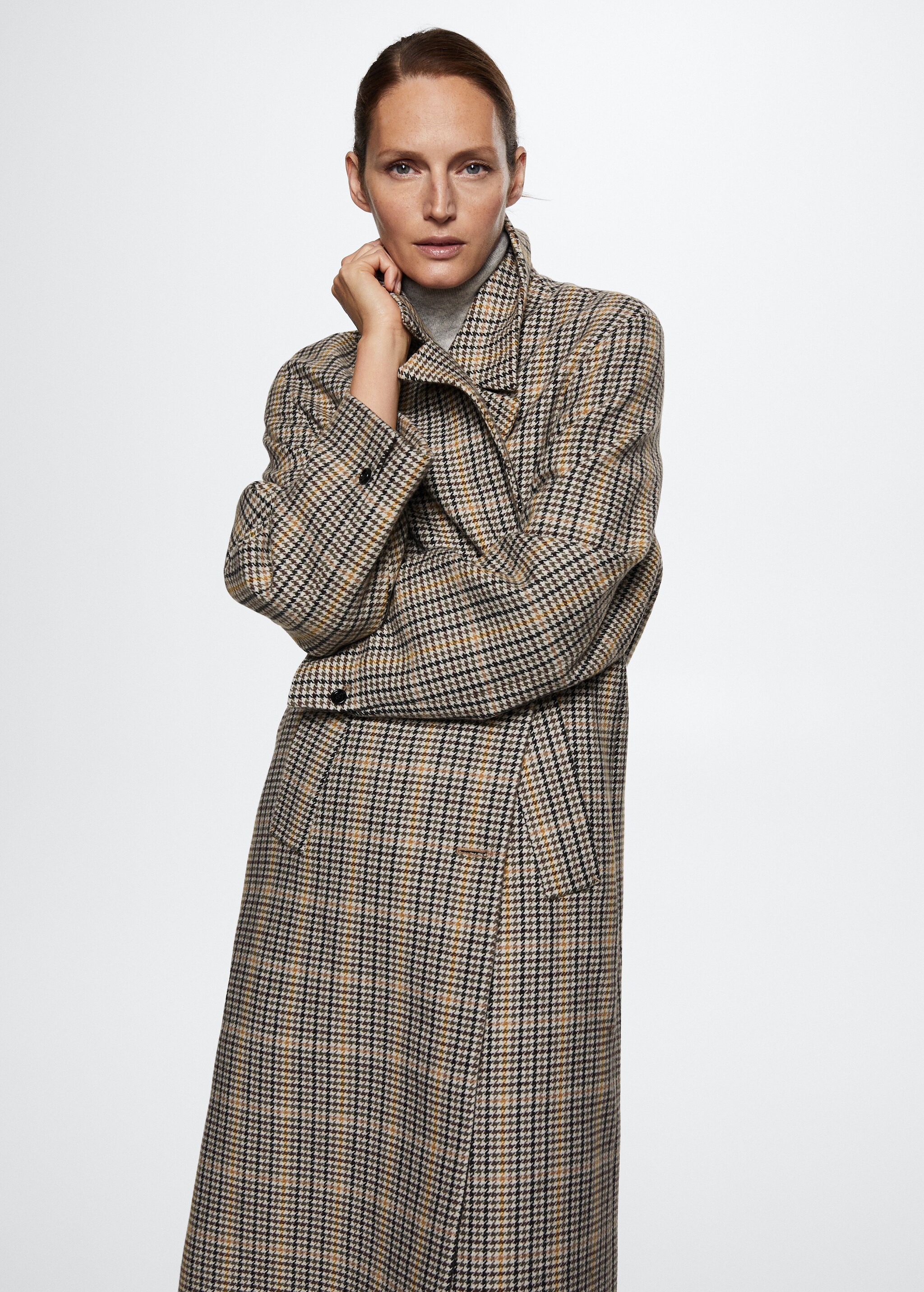 Houndstooth wool-blend coat - Medium plane