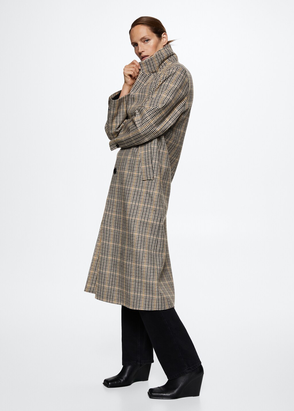 Manteau laine pied de poule