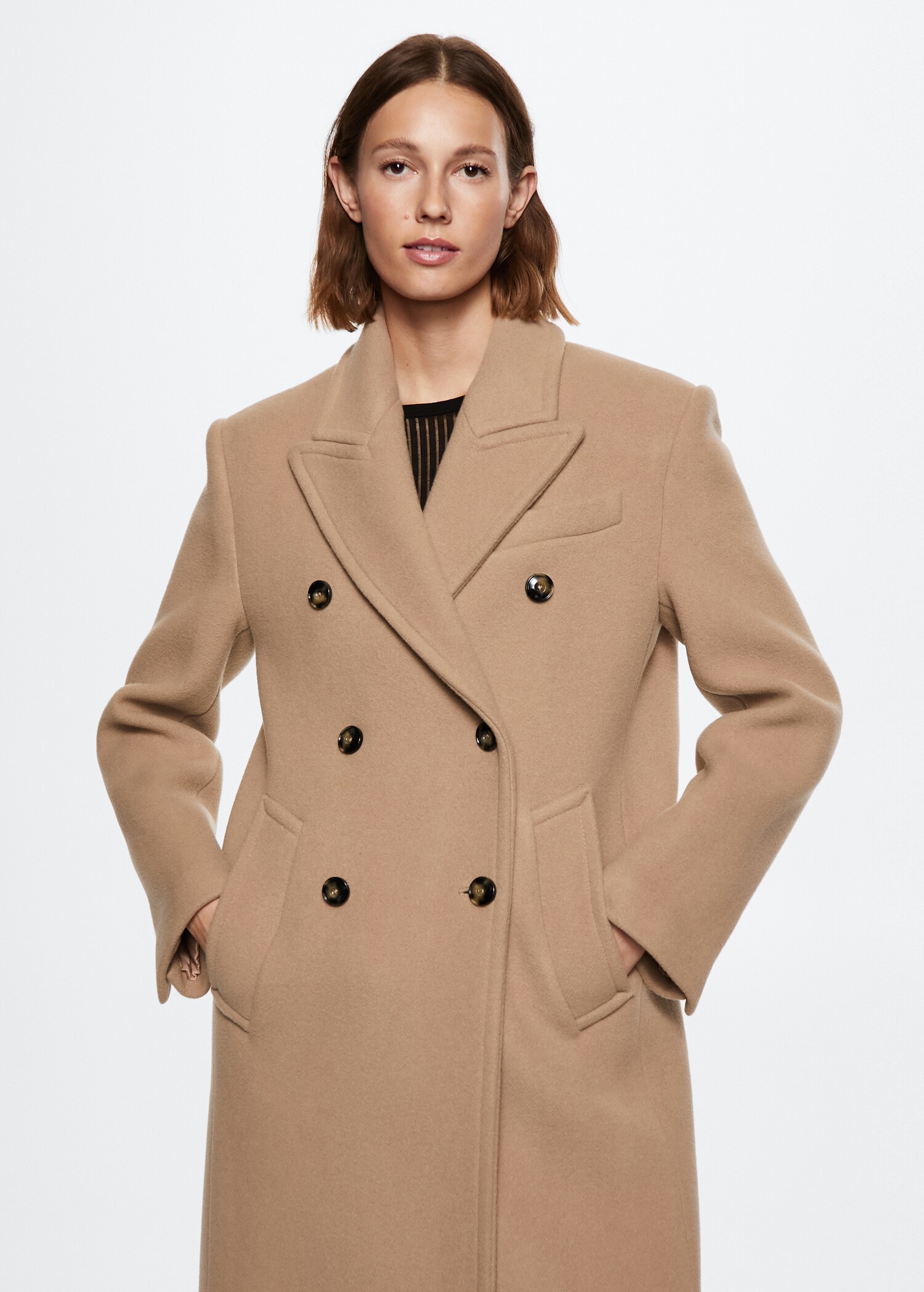 Double-breasted virgin wool coat - Medium plane
