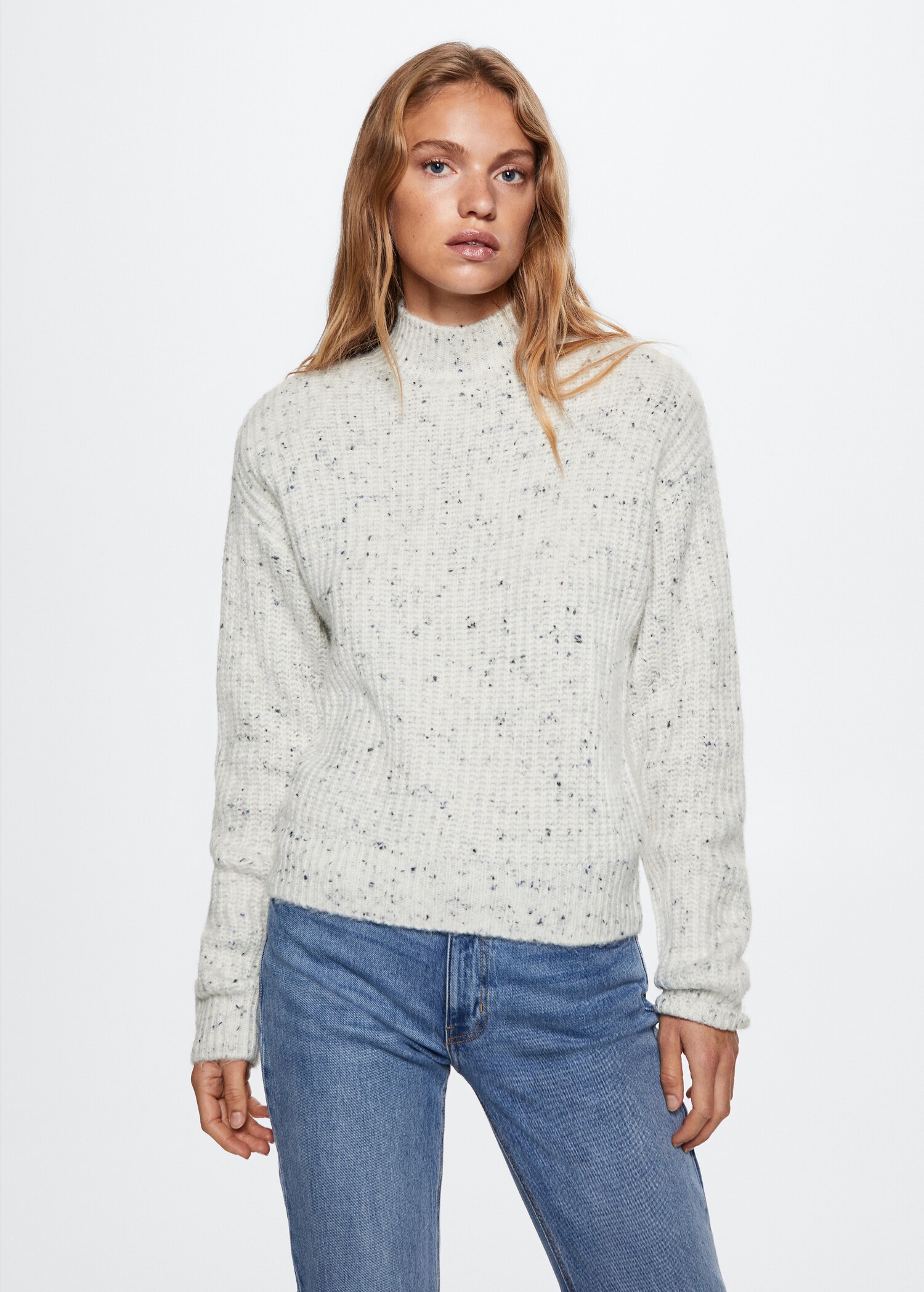 High collar ribbed knit  sweater - Medium plane