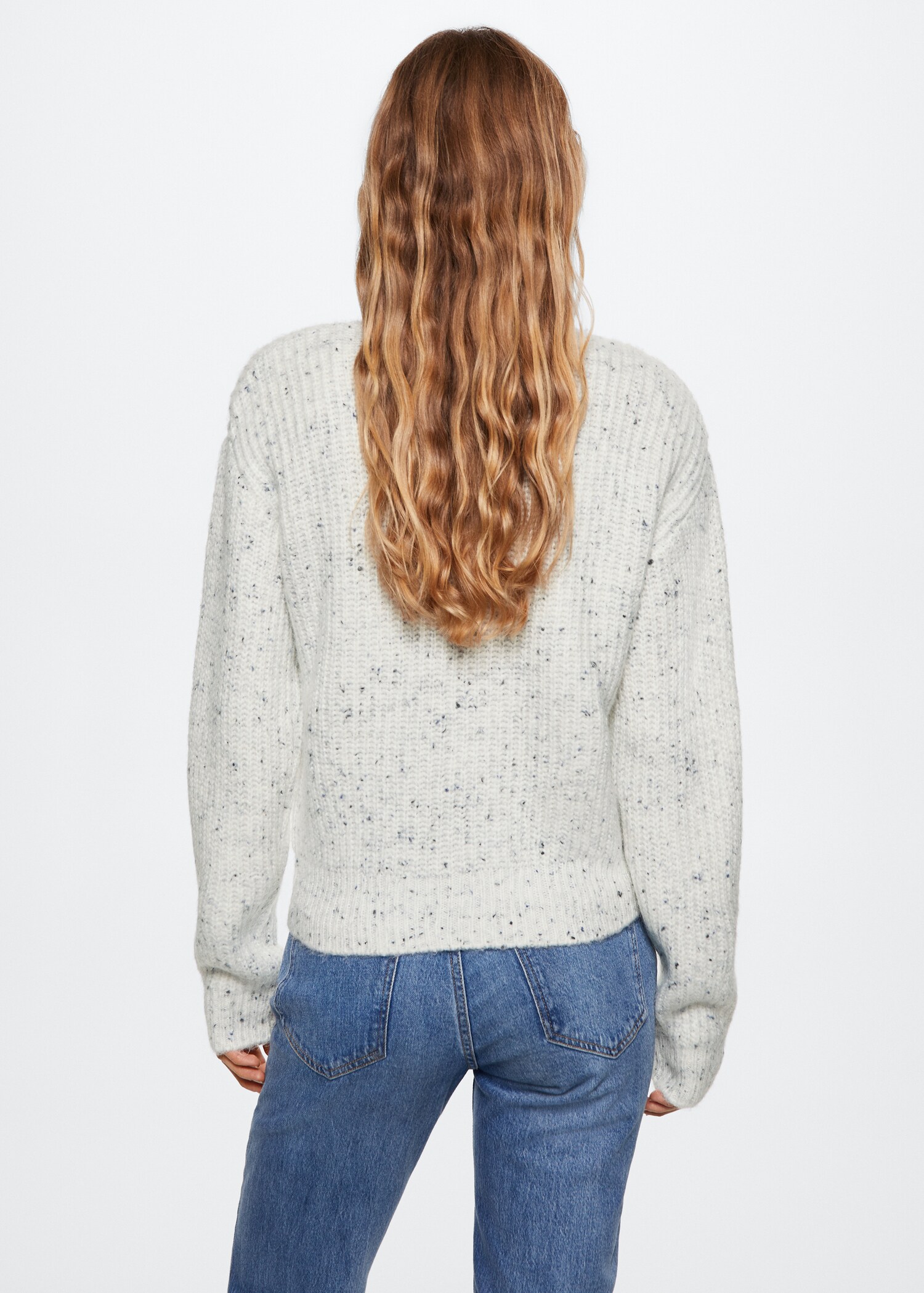 High collar ribbed knit  sweater - Reverse of the article