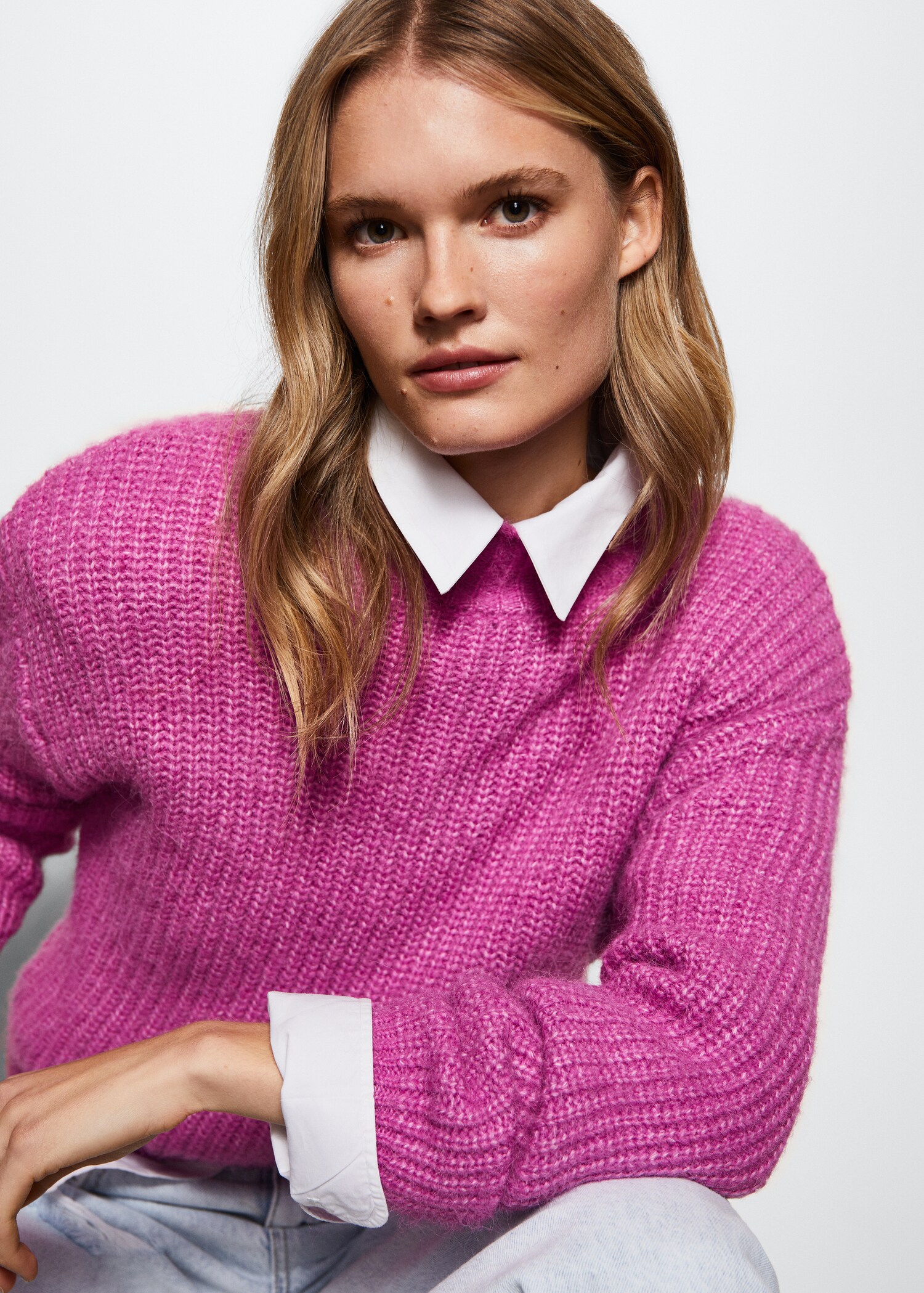 High collar ribbed knit  sweater - Details of the article 1