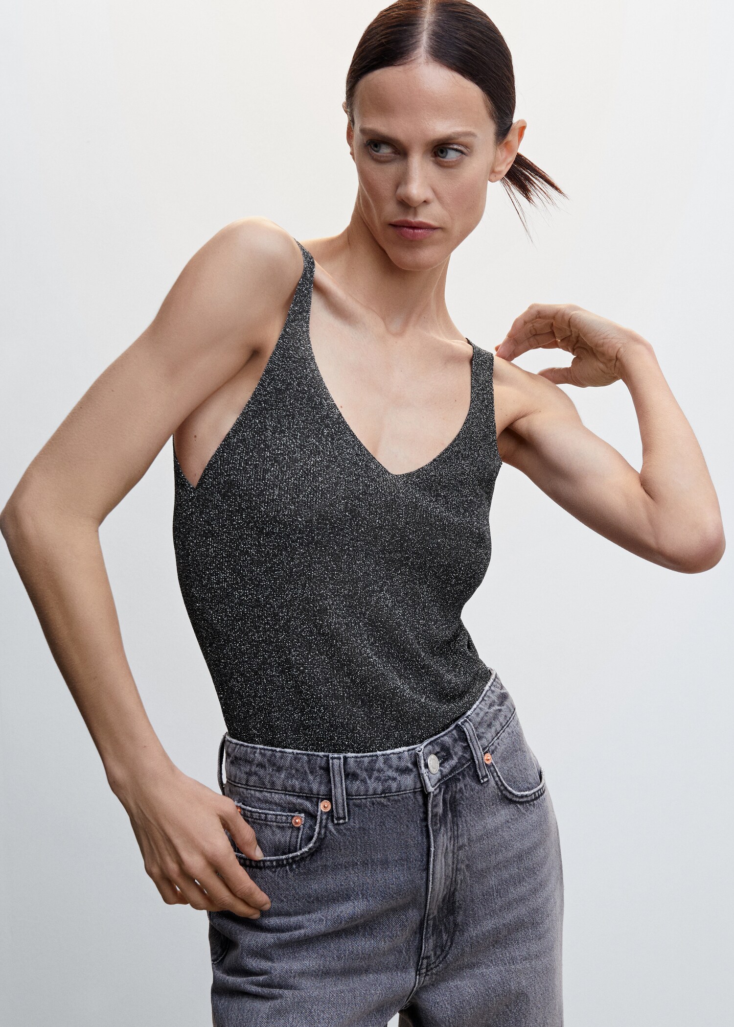 V-neck strapless top - Medium plane