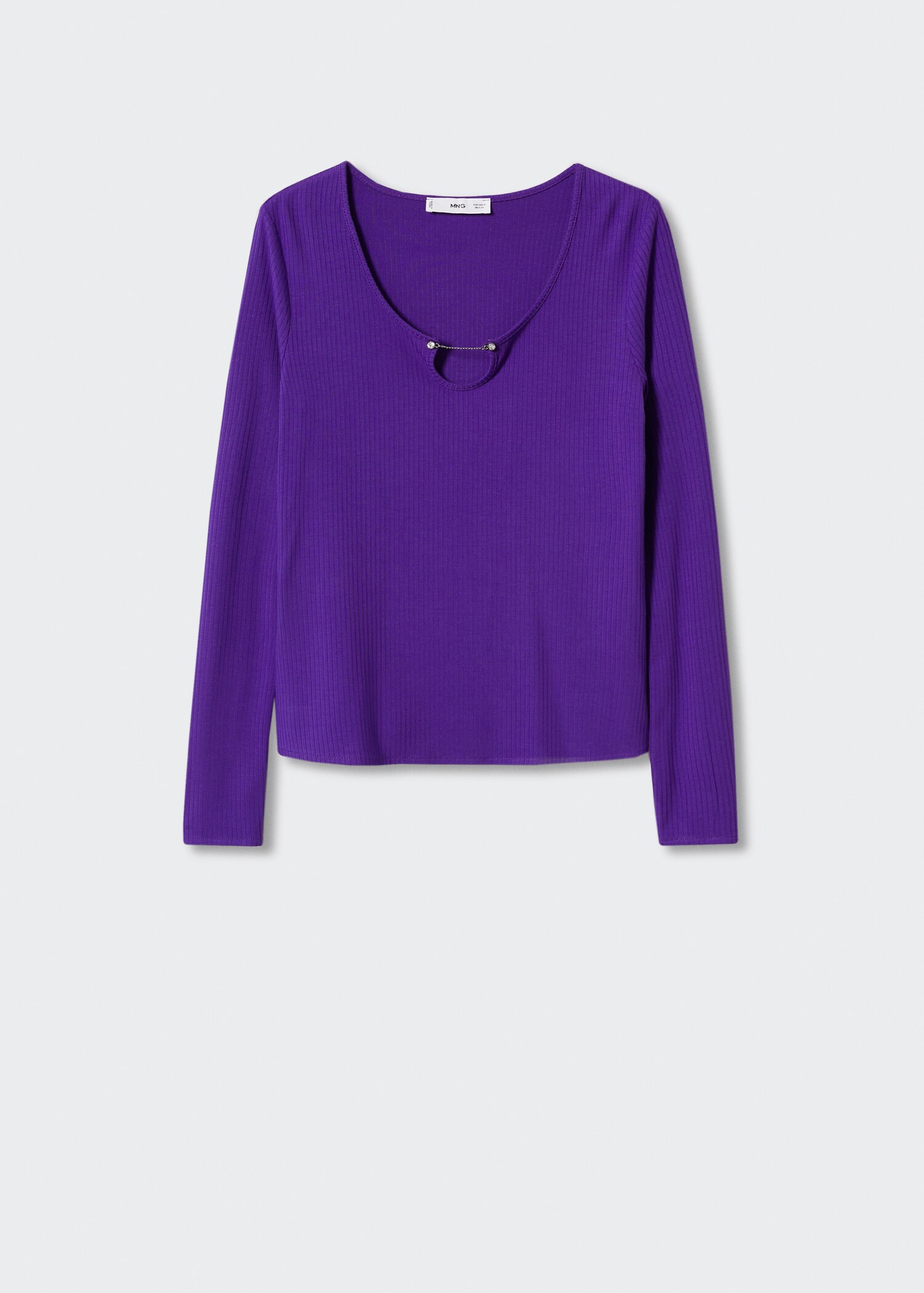 T-shirt maille côtelée col bijoux - Article sans modèle