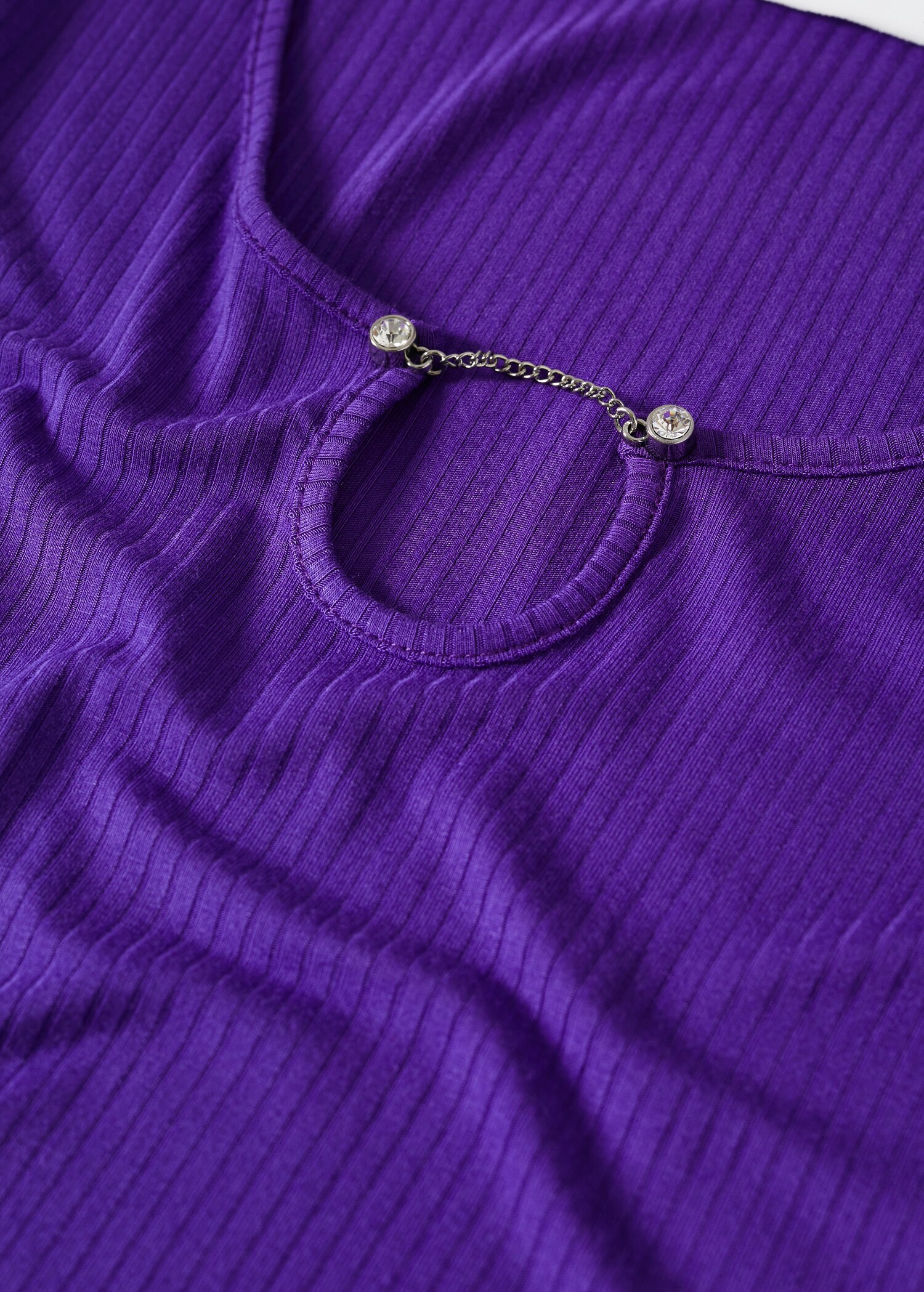 T-shirt maille côtelée col bijoux - Détail de l'article 8